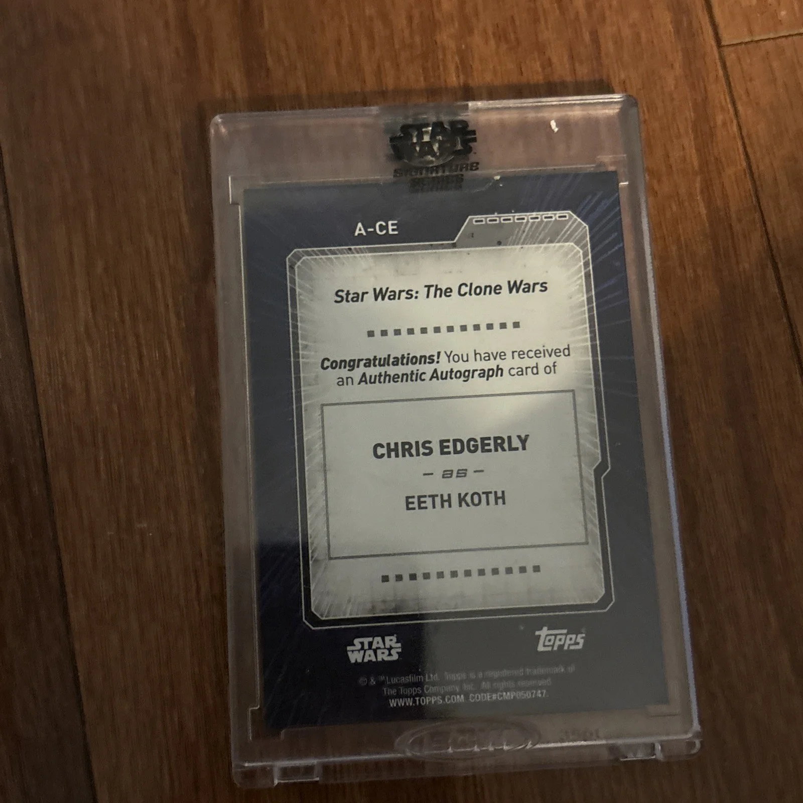 CHRIS EDGERLY AS EETH KOTH STAR WARS TOPPS SIGNED GENUINE AUTOGRAPHED CARD, image 2