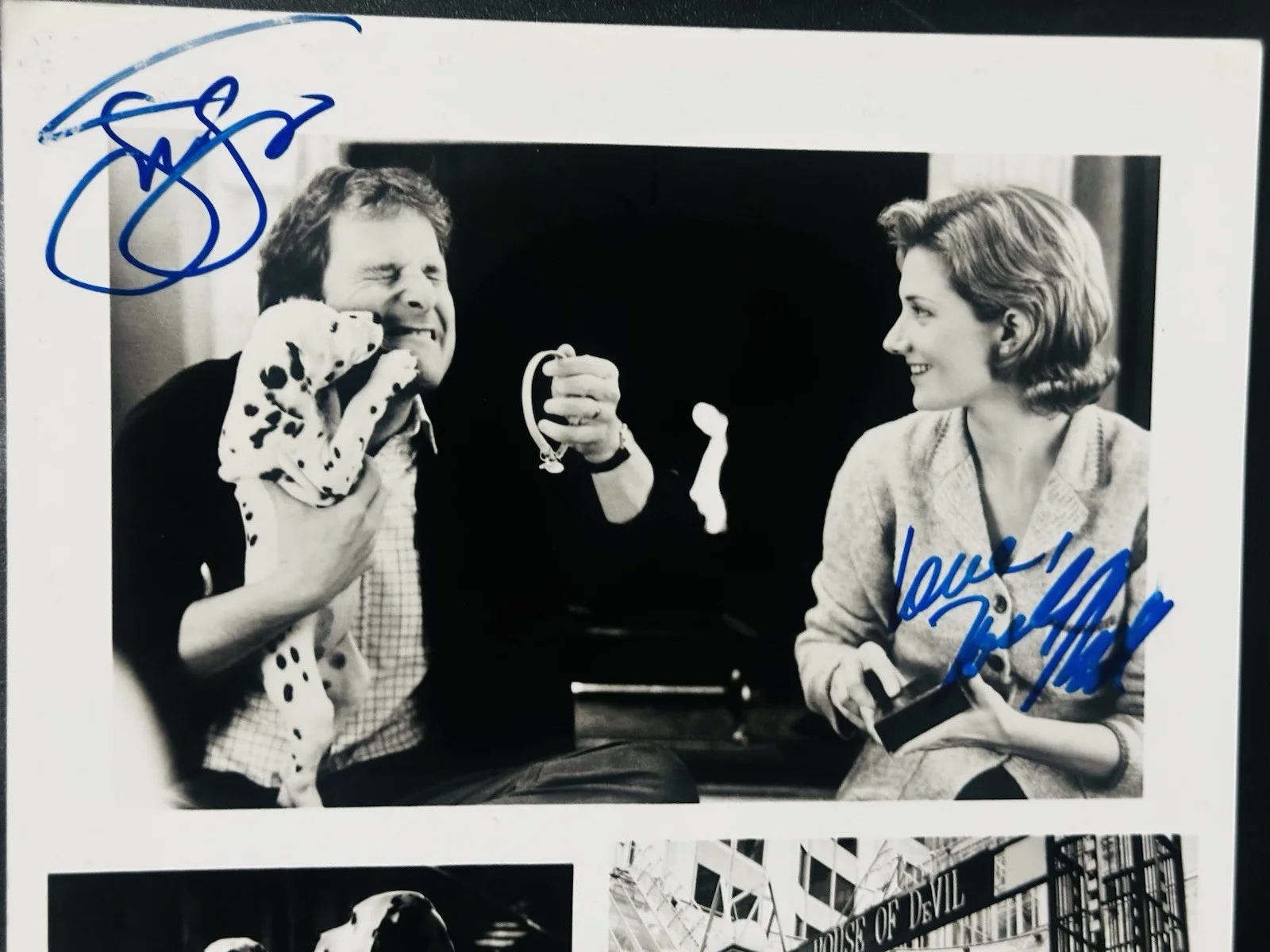 Jeff Daniels, Joely Ricardson — Jeff Daniels & Joely Richardson signed 101 Dalmatians 8x10 B&w Original Photo., image 2