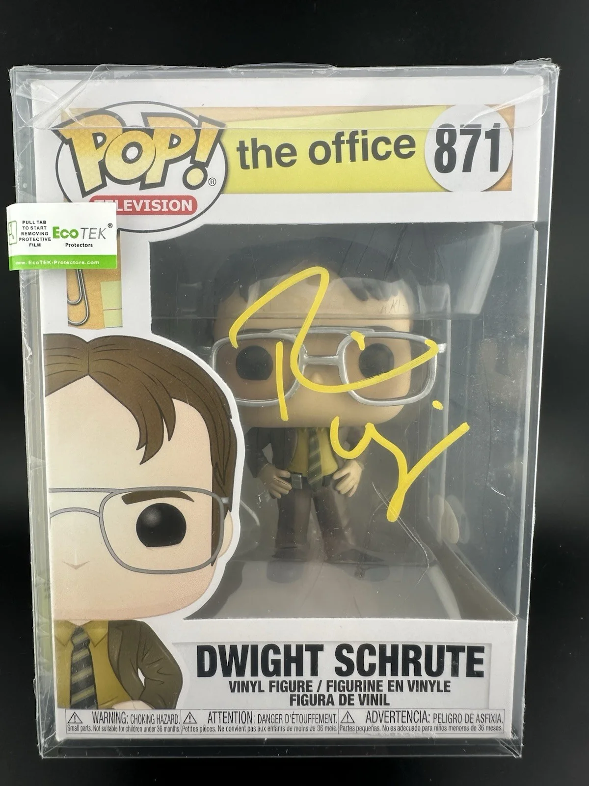 RAINN WILSON — RAINN WILSON DWIGHT SCHRUTE SIGNED THE OFFICE FUNKO FIGURE 871 BECKETT COA 70