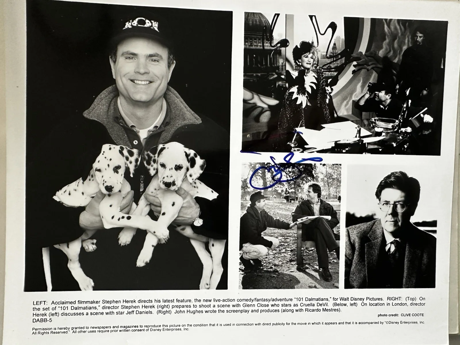 Jeff Daniels — Jeff Daniels signed 101 Dalmatians 8x10 B&w Original Photo. The Newsroom