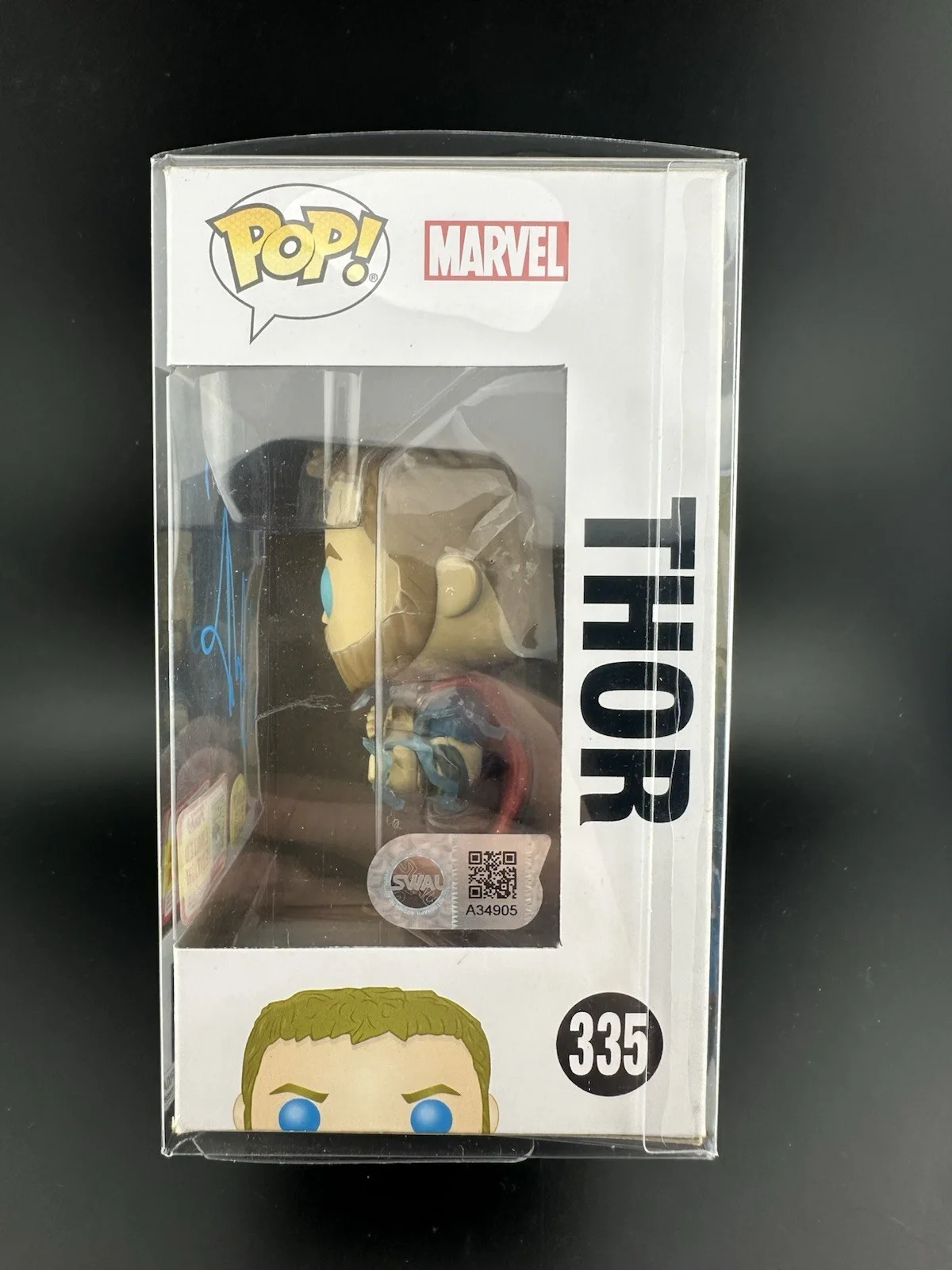 Chris Hemsworth — CHRIS HEMSWORTH Signed THOR 335 Funko Pop MARVEL Avengers Ragnarok SWAU QR COA, image 4