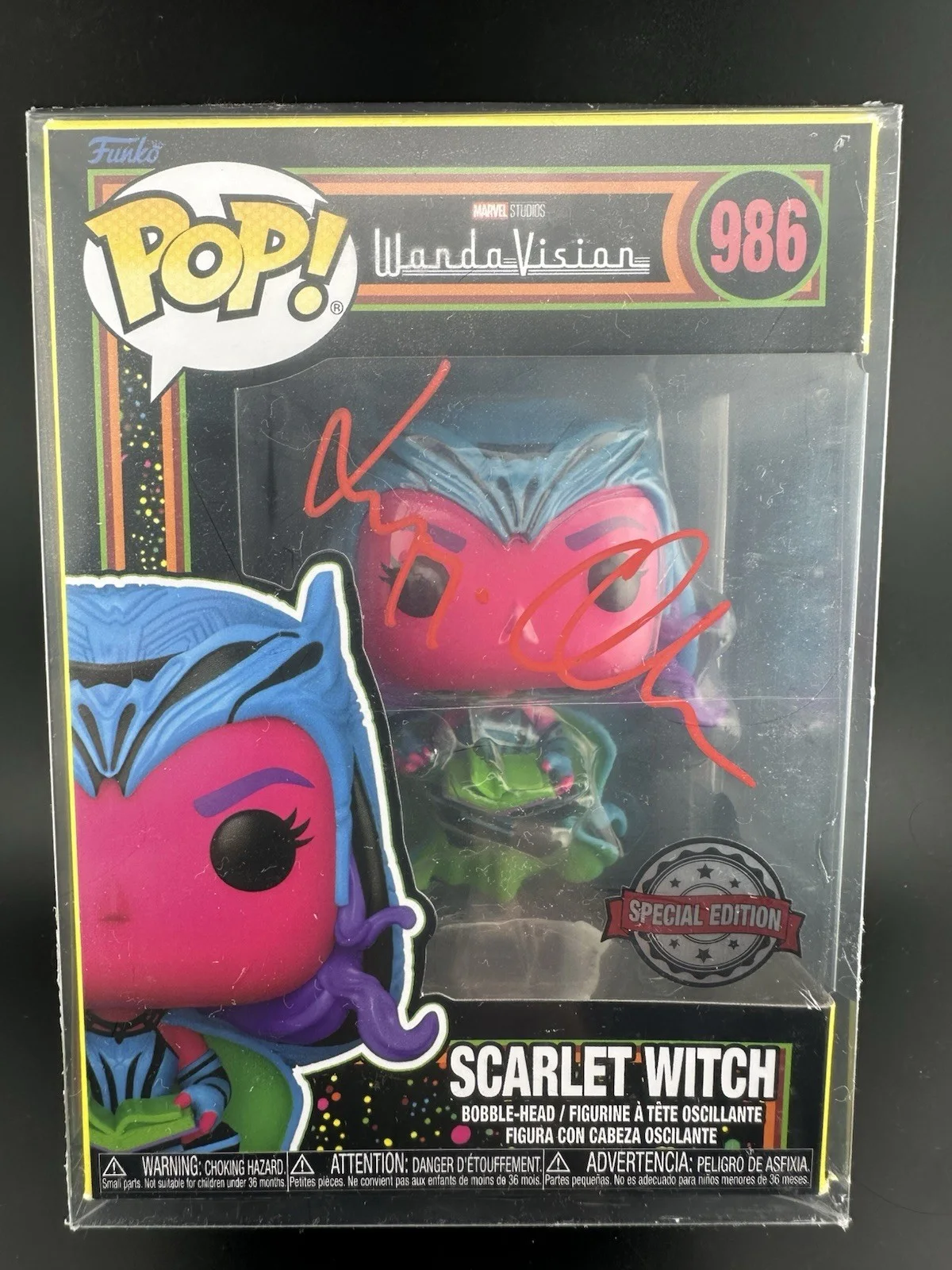 Elizabeth Olsen — Elizabeth Olsen Signed Wandavision Scarlet Witch Funko Pop 986 Beckett Witness