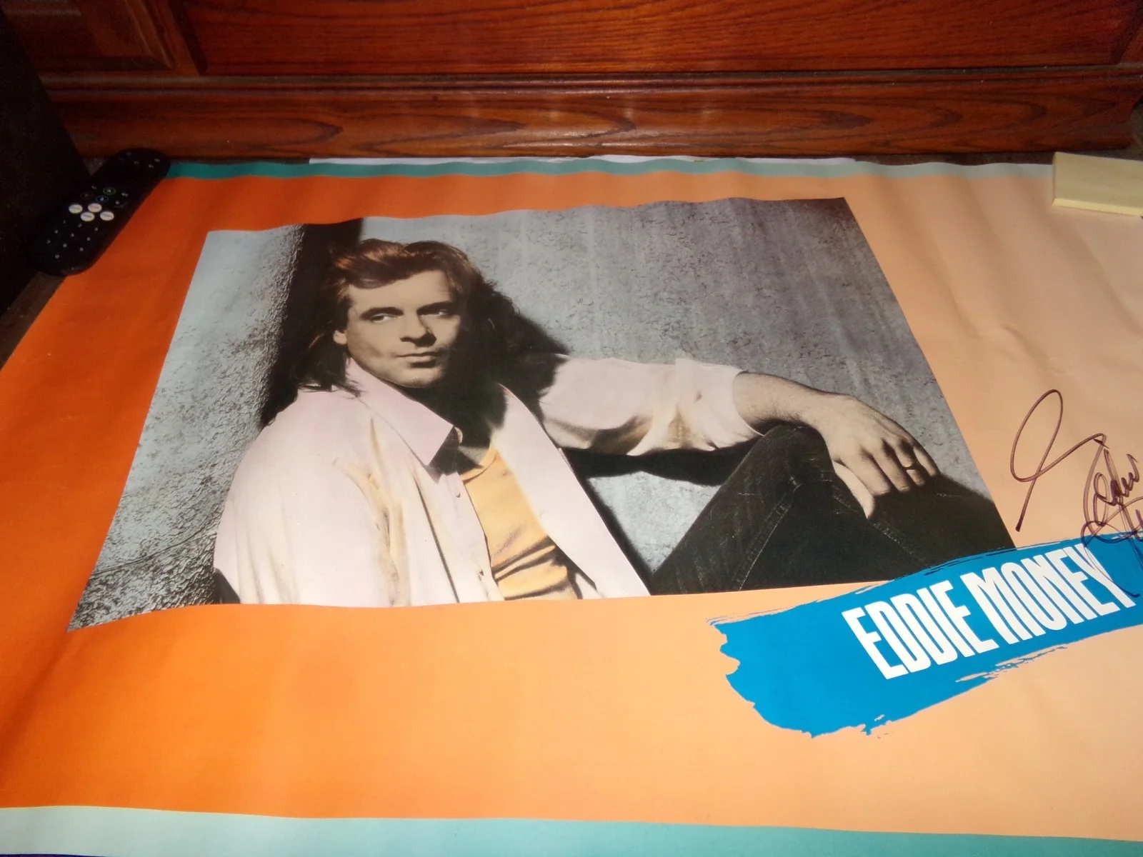 Vintage Autographed Eddy Money Poster Jeans T-shirt Eddy Money Signed Poster 88, изображение 2