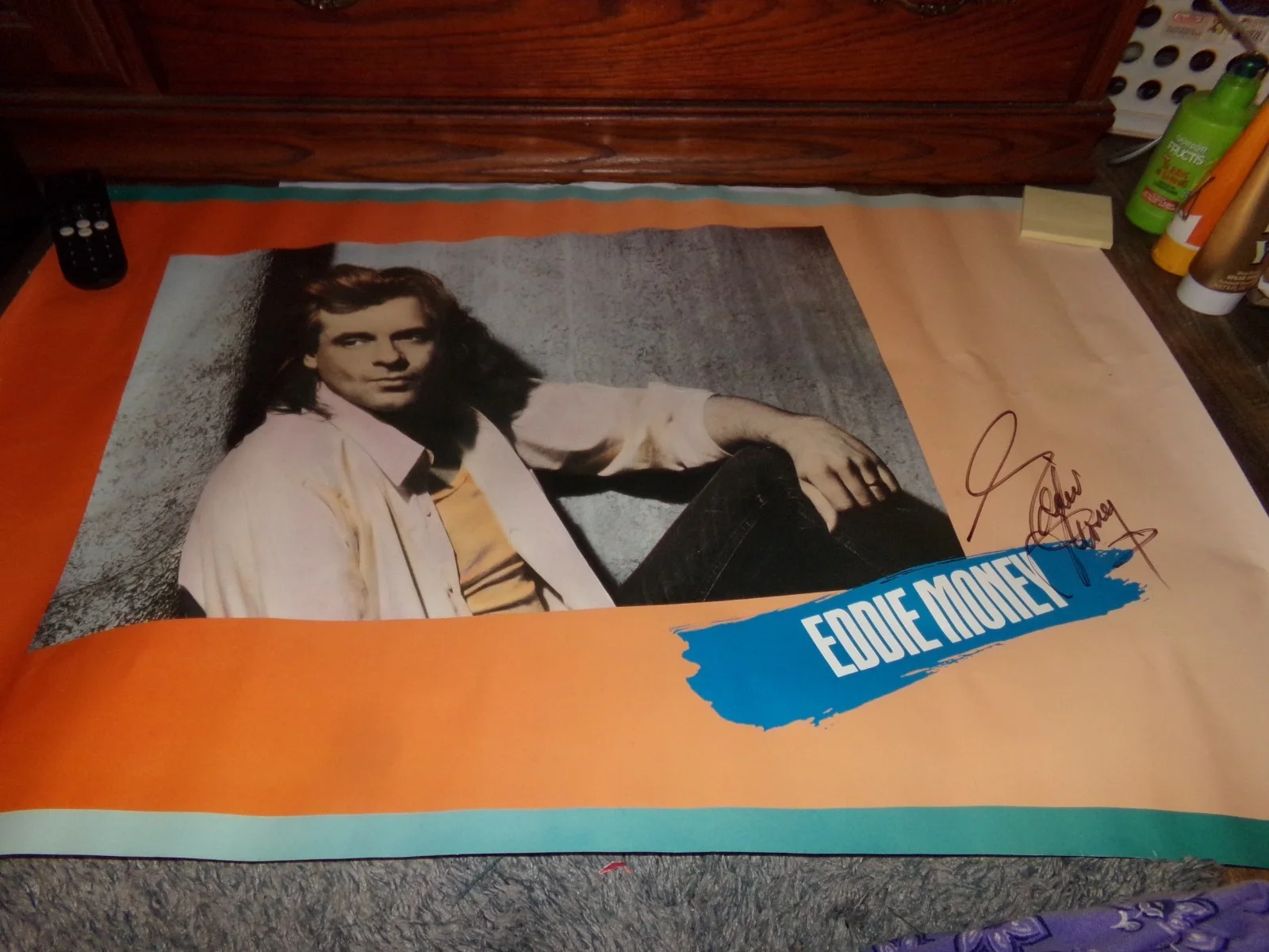 Vintage Autographed Eddy Money Poster Jeans T-shirt Eddy Money Signed Poster 88, изображение 4