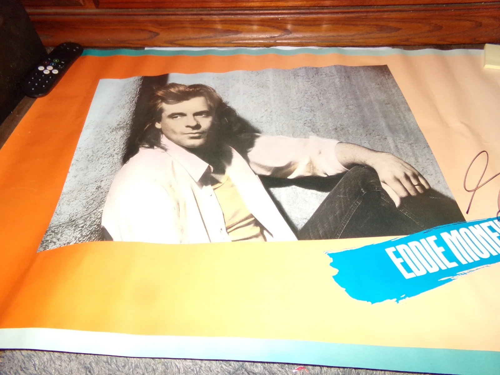 Vintage Autographed Eddy Money Poster Jeans T-shirt Eddy Money Signed Poster 88, изображение 5