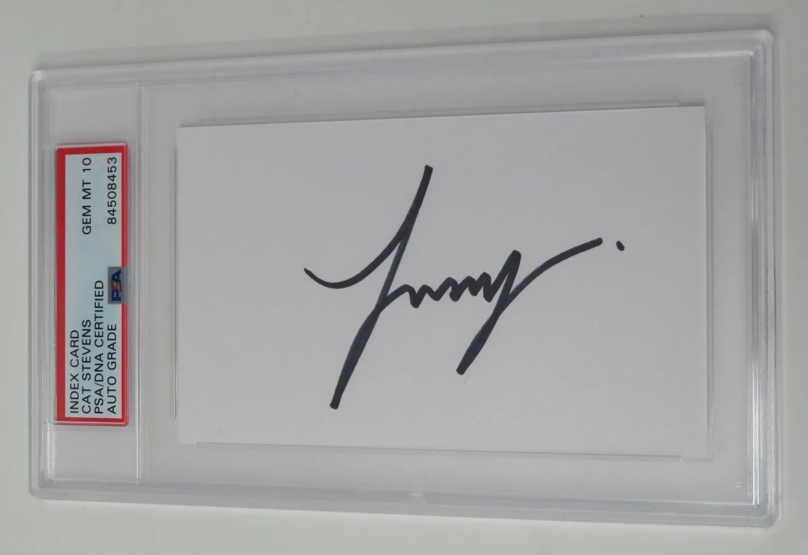 CAT STEVENS Signed Autograph 3x5 Index Card Slab JSA PSA 10 Auto, image 2