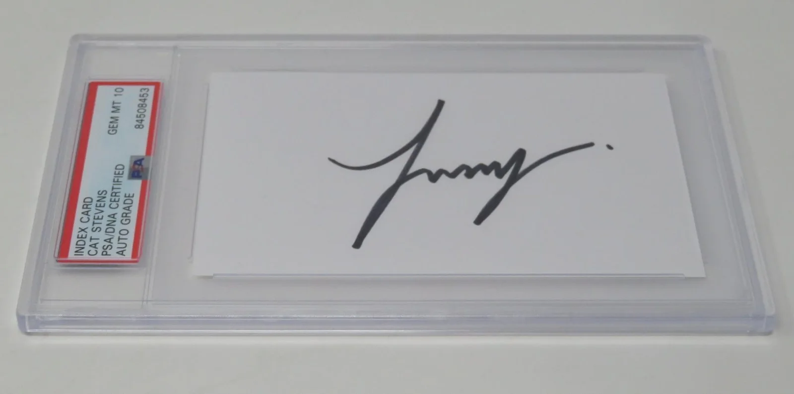 CAT STEVENS Signed Autograph 3x5 Index Card Slab JSA PSA 10 Auto, image 4