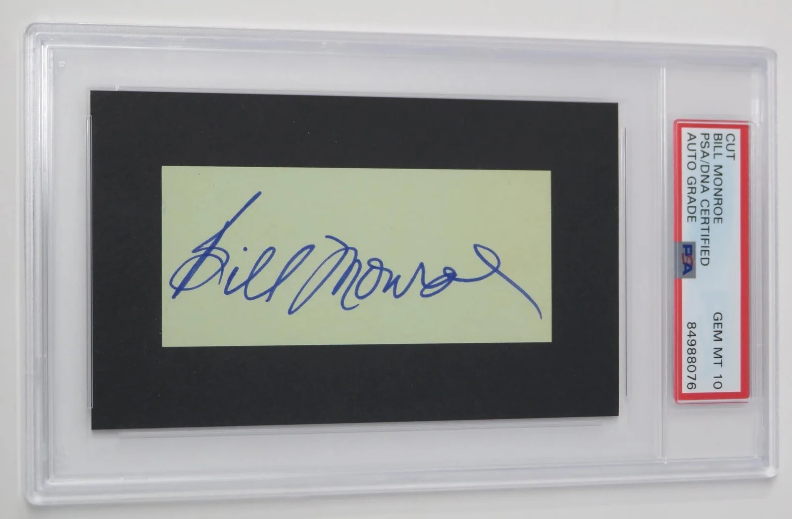 BILL MONROE Signed Autograph 3x5 Index Card Cut Page Slab JSA PSA 10 Auto, image 2