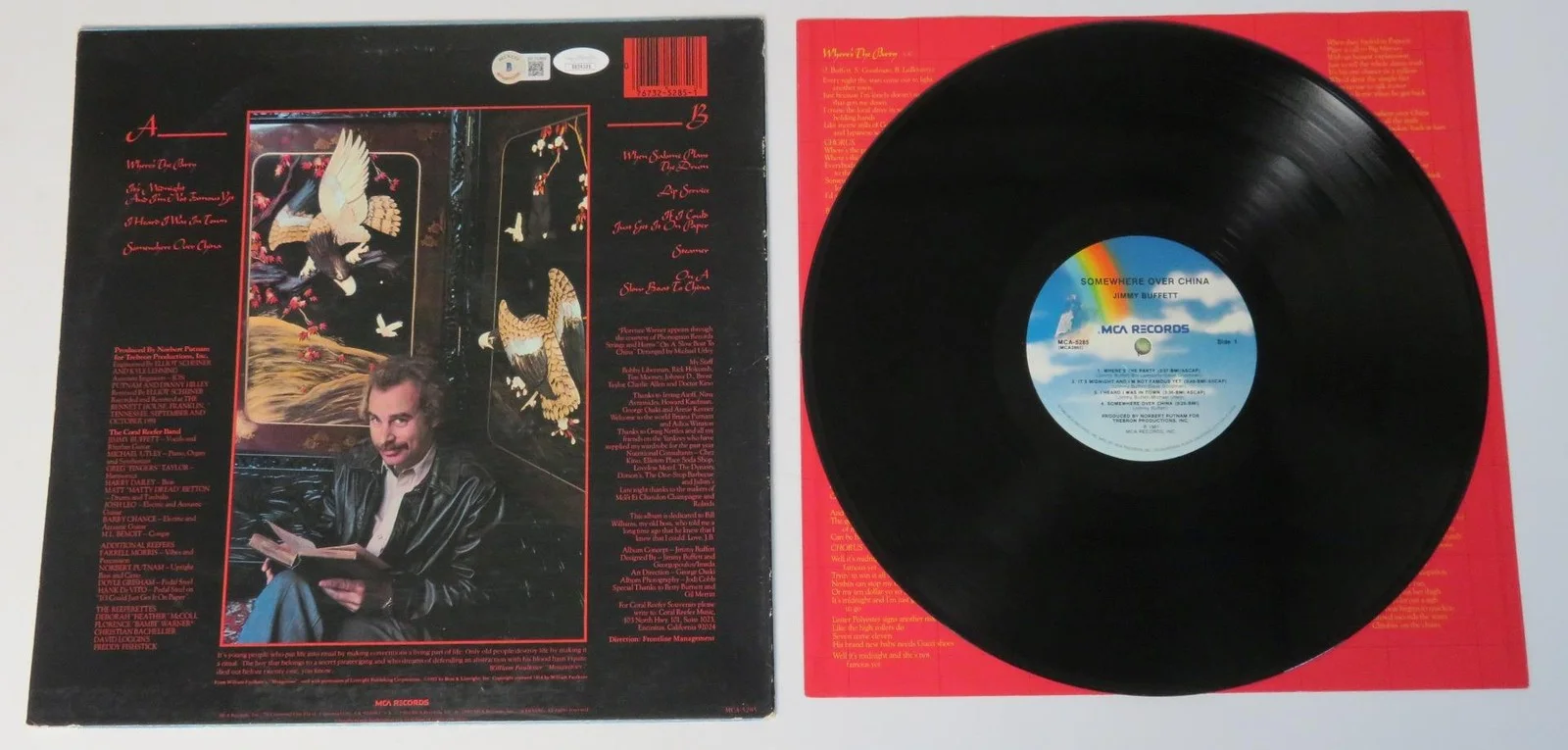 JIMMY BUFFETT Signed Autograph "Somewhere Over China" Album Vinyl LP JSA BAS, изображение 3