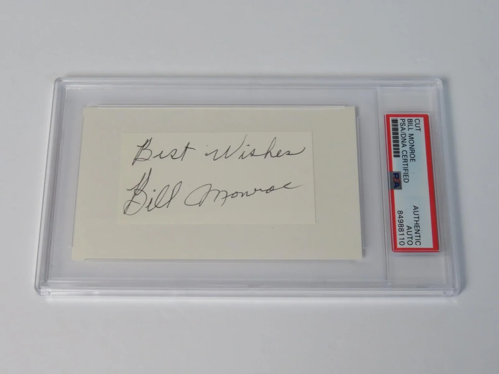 BILL MONROE Signed Autograph Auto 3x5 Index Card Cut Page Slab JSA PSA, image 4