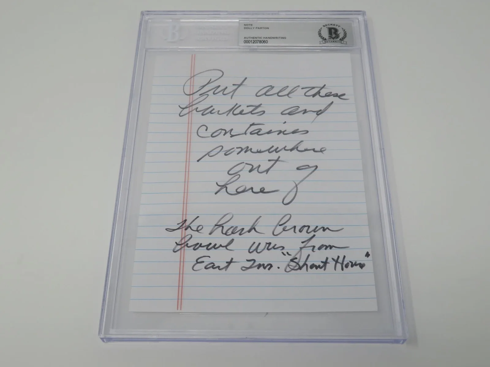 DOLLY PARTON Handwritten "To Do" List Personal Note Slab - Signed Auto BAS JSA, image 4