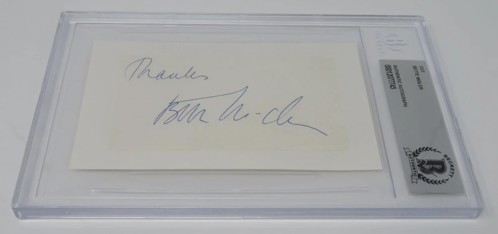 BETTE MIDLER Signed Autograph Auto 3x5 Index Card Cut Slab BAS JSA, image 3