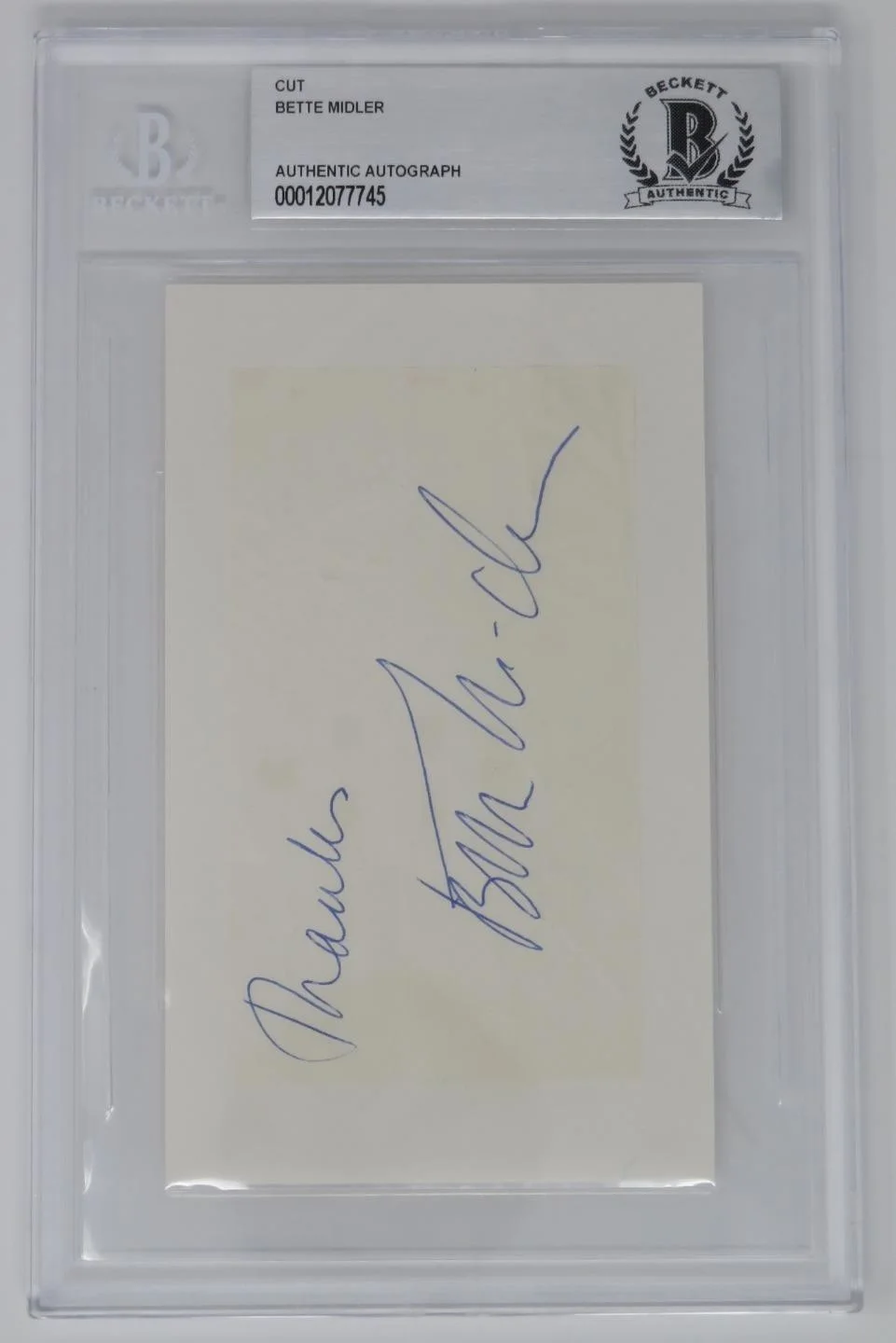 BETTE MIDLER Signed Autograph Auto 3x5 Index Card Cut Slab BAS JSA, image 5