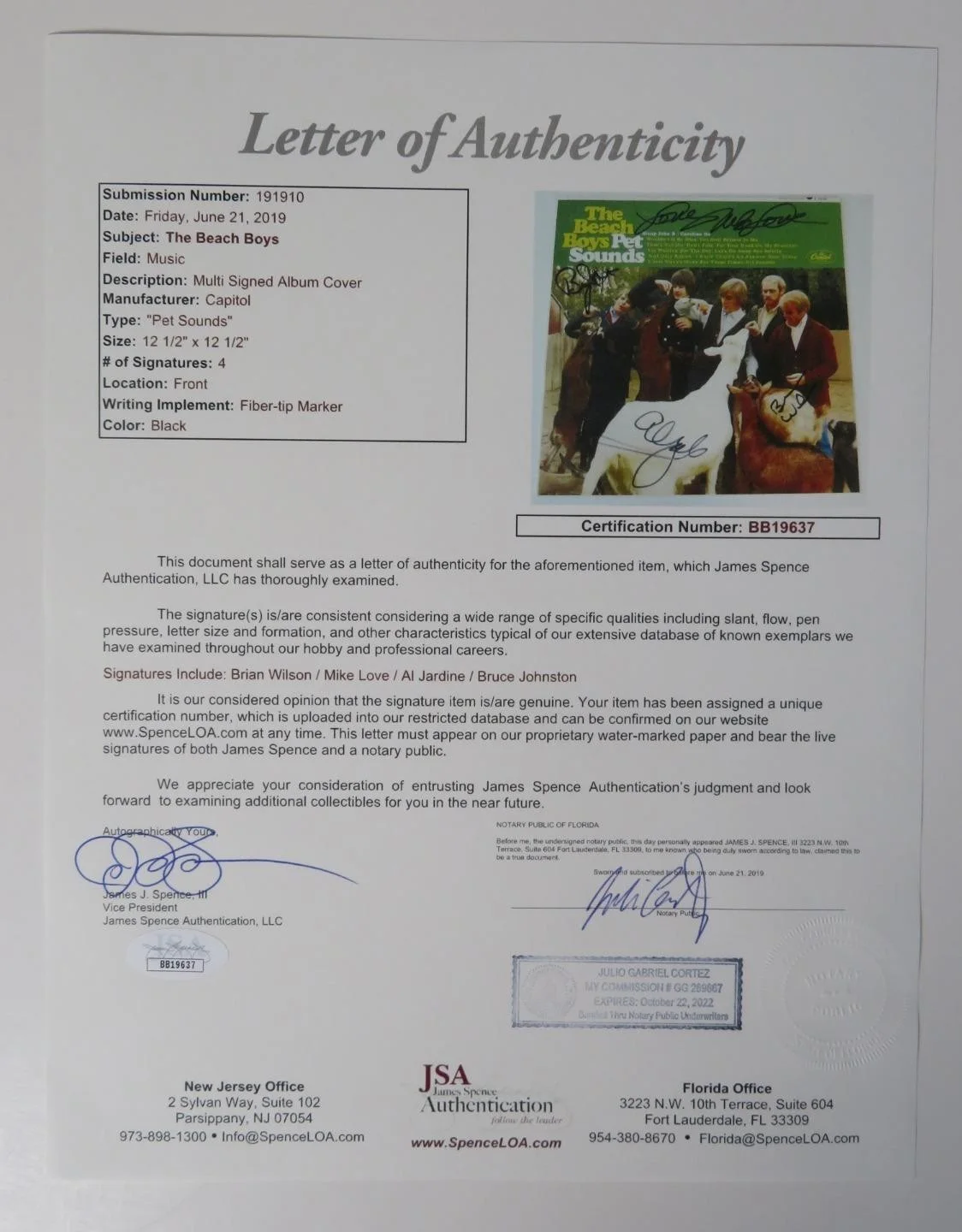 Brian Wilson THE BEACH BOYS Signed Autograph "Pet Sounds" Album LP by 4 JSA BAS, image 3