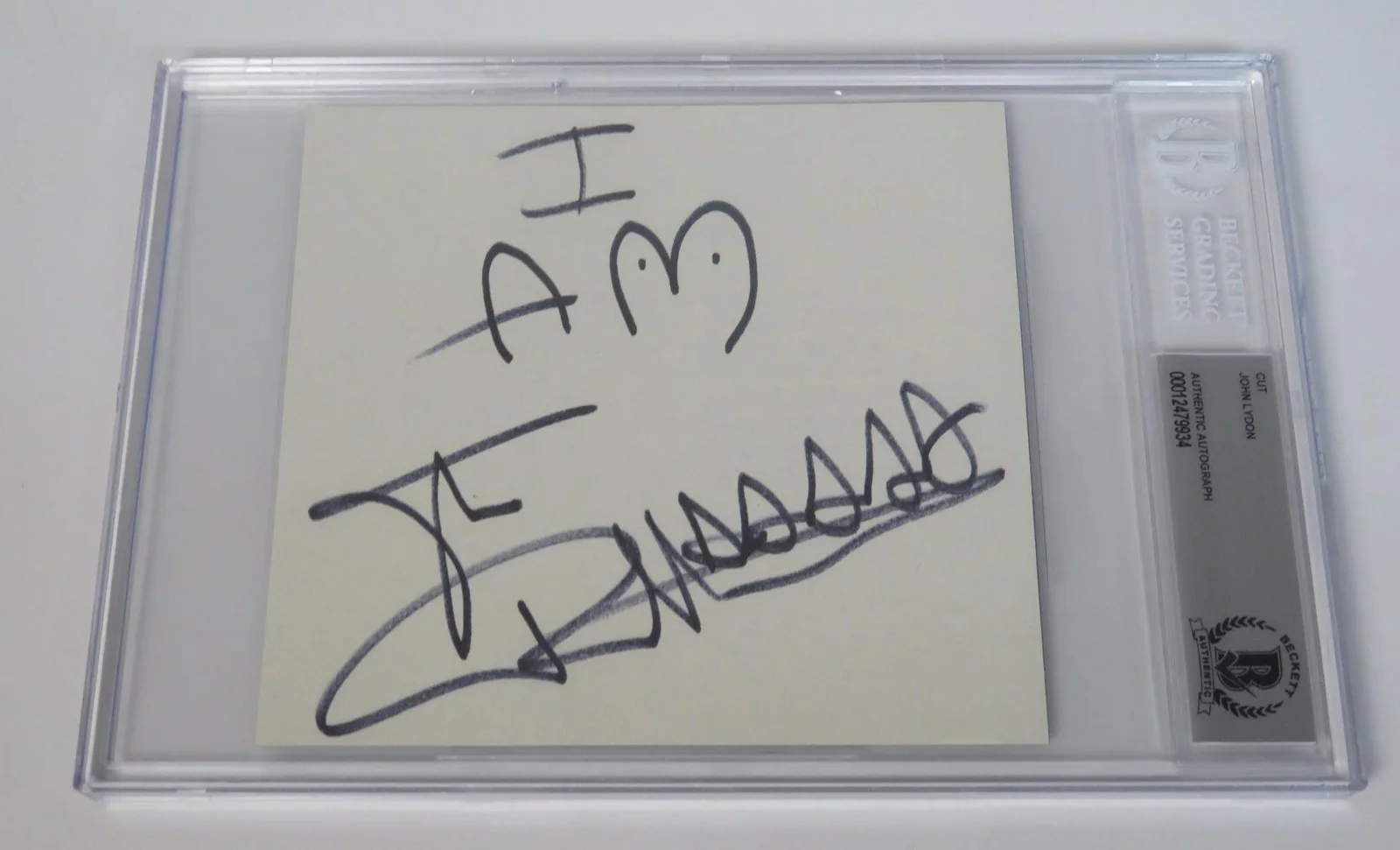 Johnny Rotten SEX PISTOLS Signed Autograph 4x6 Cut Index Card Slab BAS JSA, изображение 2