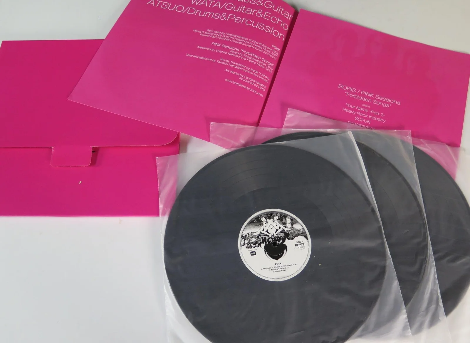 BORIS (Group Band) Signed Autograph Auto "Pink" Album Vinyl LP JSA, изображение 3