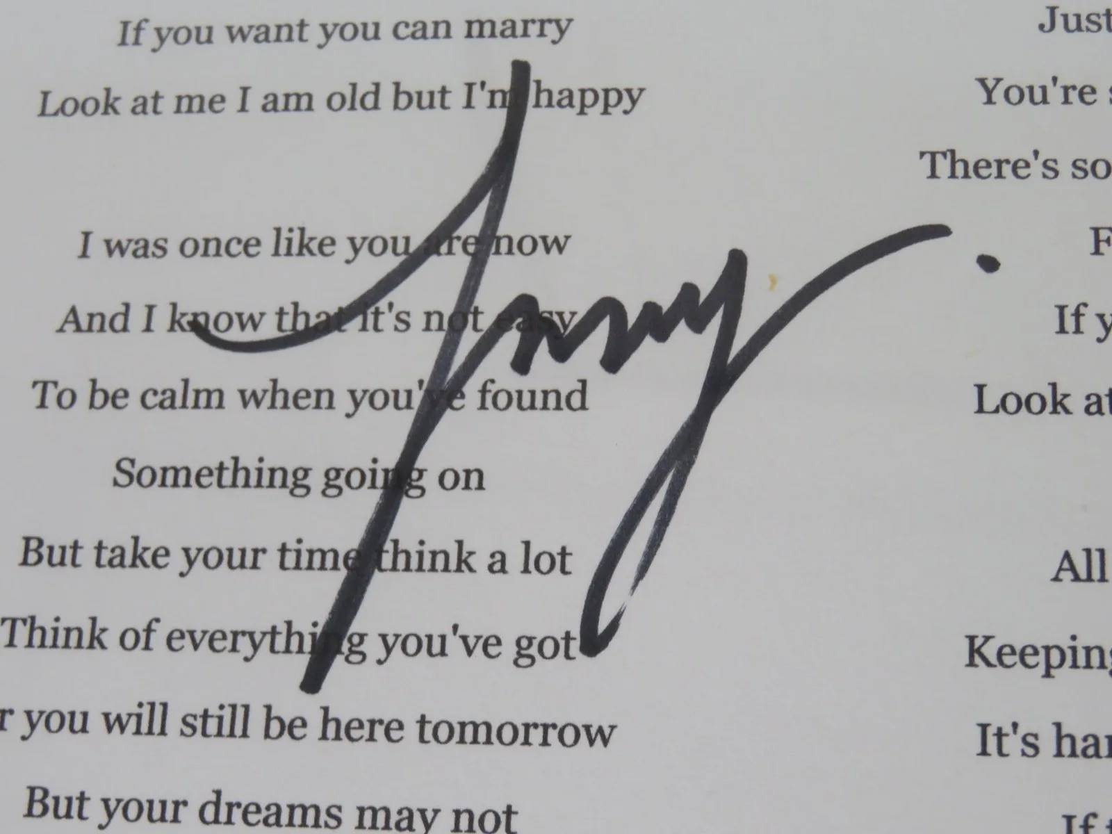 CAT STEVENS Signed Autograph Auto "Father & Son" Lyric Sheet Music Slab BAS JSA, image 2