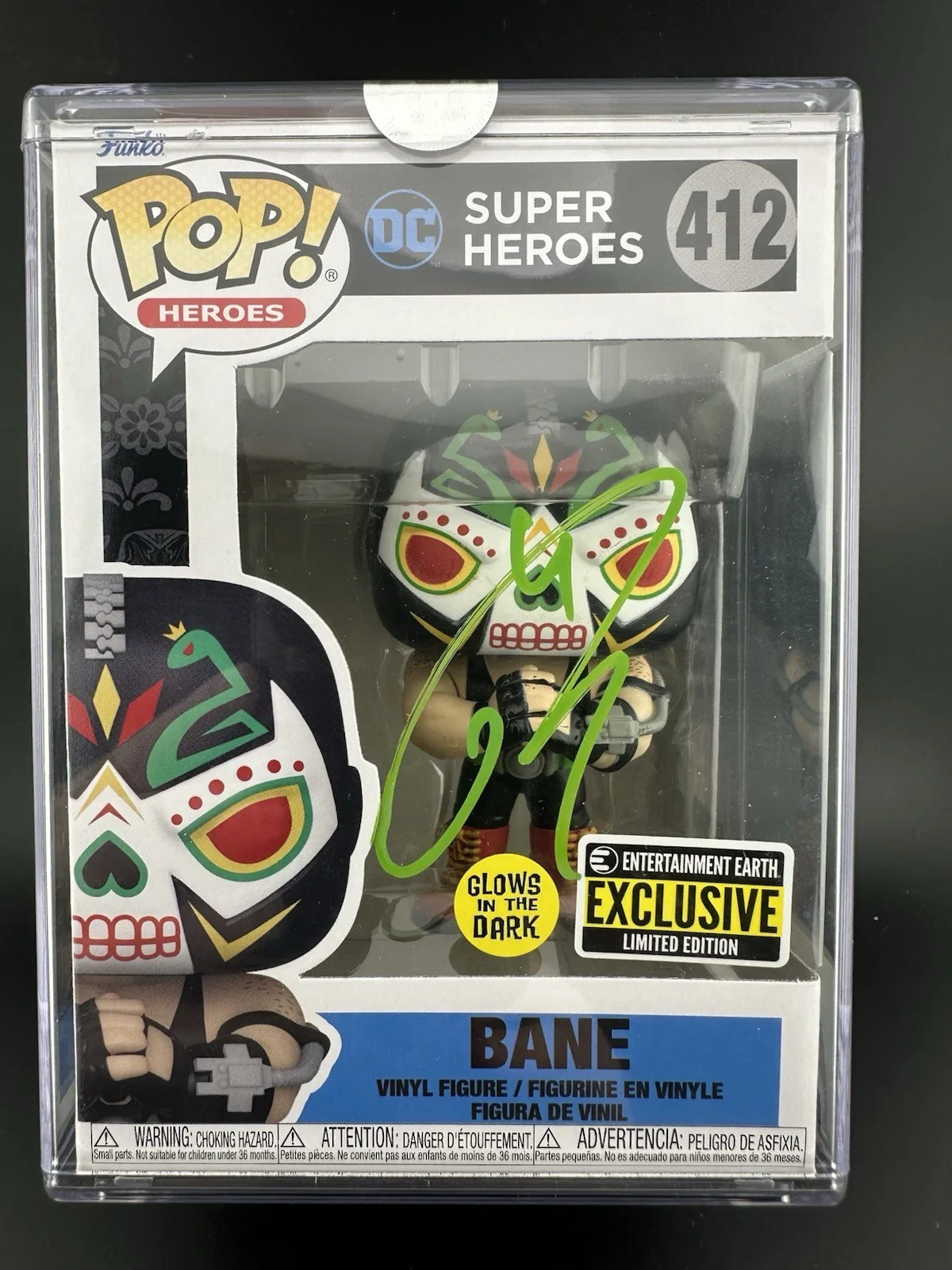 Tom Hardy — Tom Hardy Signed Super Heroes Bane Funko Pop #412 Limited Edition Glow In Dark