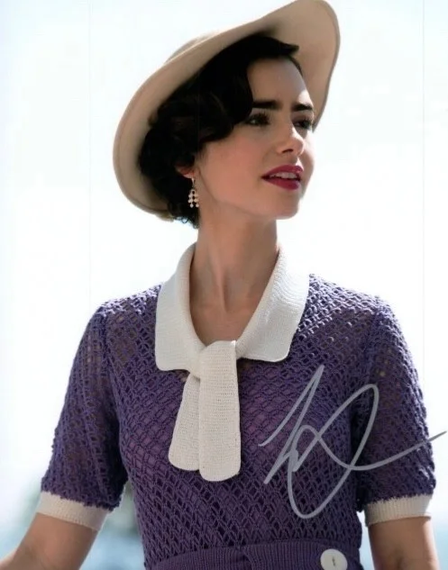 Lily Collins — Lily Collins Autographed 8x10 Photo Actress Last Tycoon Cecilia Brady COA TTM