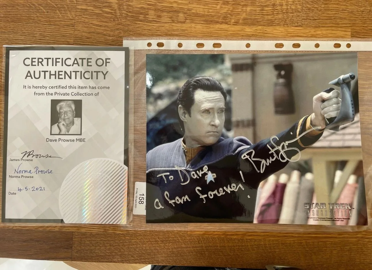 Brent Spiner Star Trek to Dave Prowse - Darth Vader Star Wars Signed Autograph, image 2
