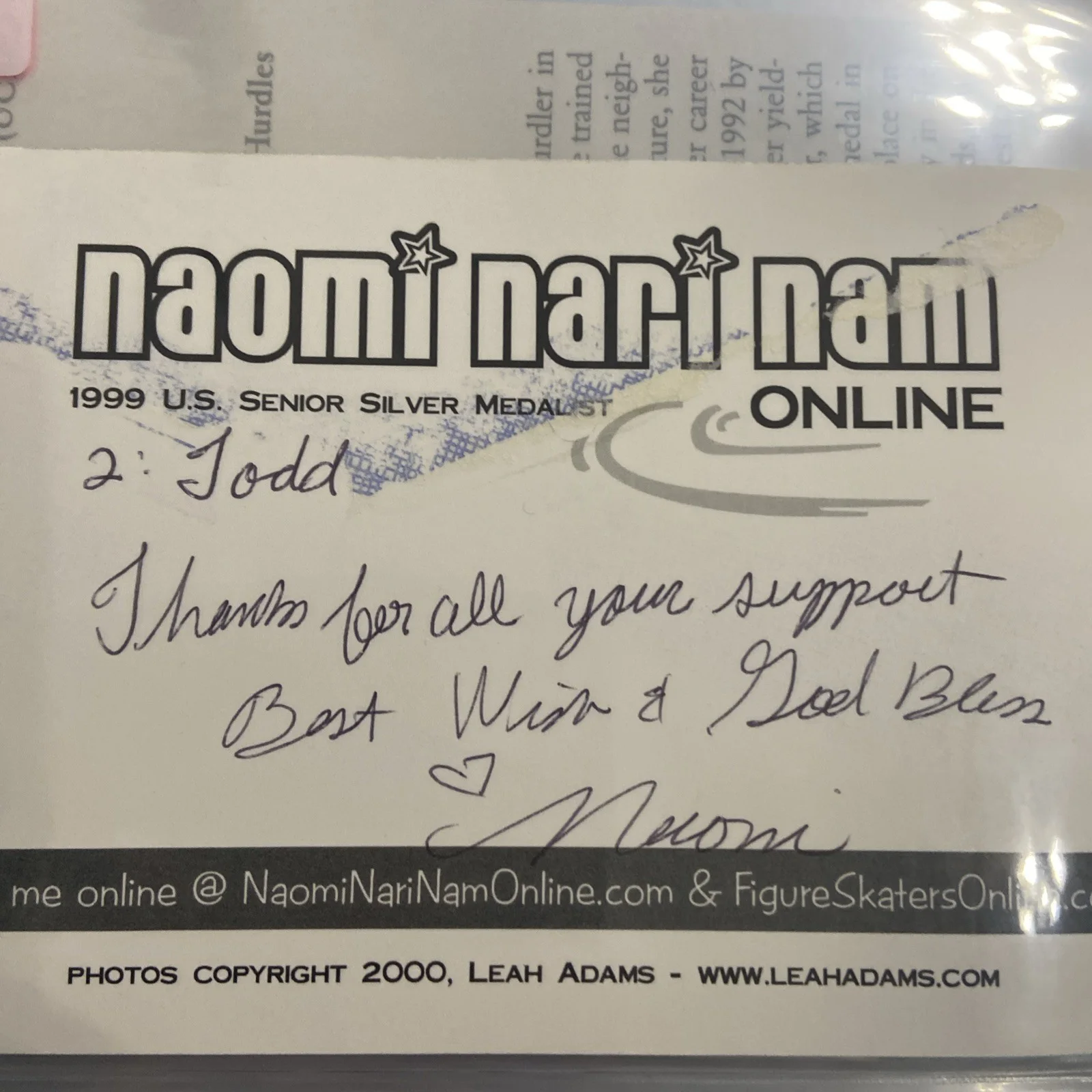 Naomi Nari Nan twice signed autographed 4x6 photograph USA figure skater, изображение 3
