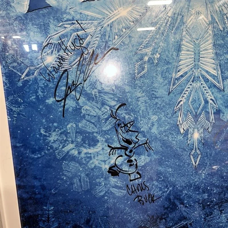 Chris Buck, Jonathan Groff, Peter del Vecho — Framed Frozen Movie Poster Signed Buck Groff Del Vecho w/ Olaf Sketch + More, изображение 2