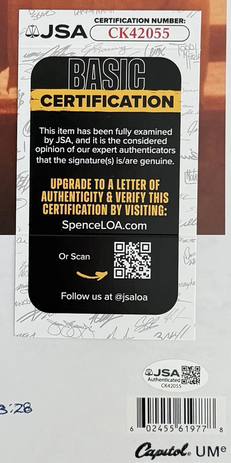 YELLOWCARD SIGNED OCEAN AVENUE VINYL RECORD RYAN KEY + SEAN MACKIN w/JSA COA!, image 3