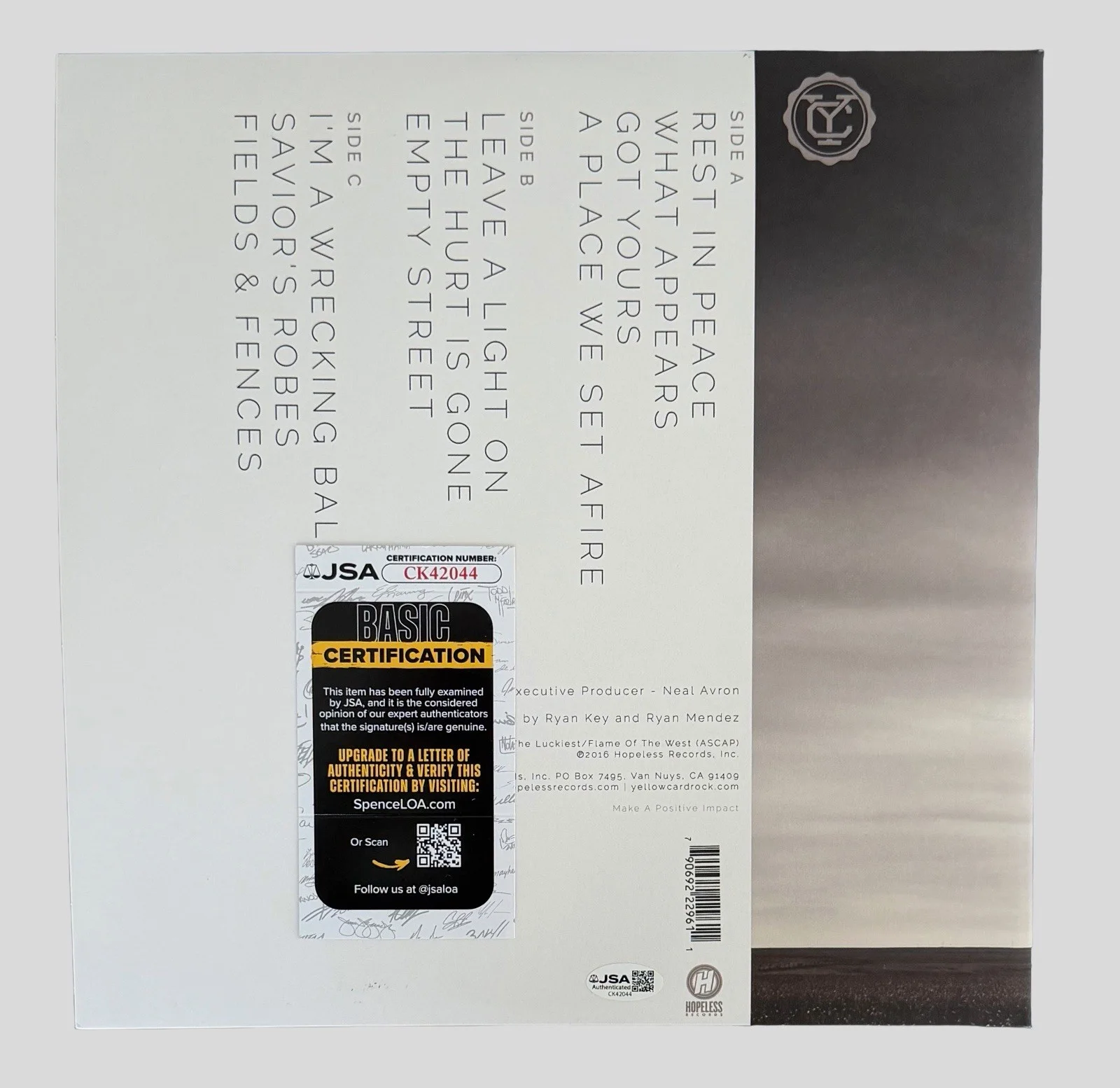 YELLOWCARD SIGNED VINYL RECORD RYAN KEY + SEAN & JOSH OCEAN AVENUE w/JSA COA!, image 2