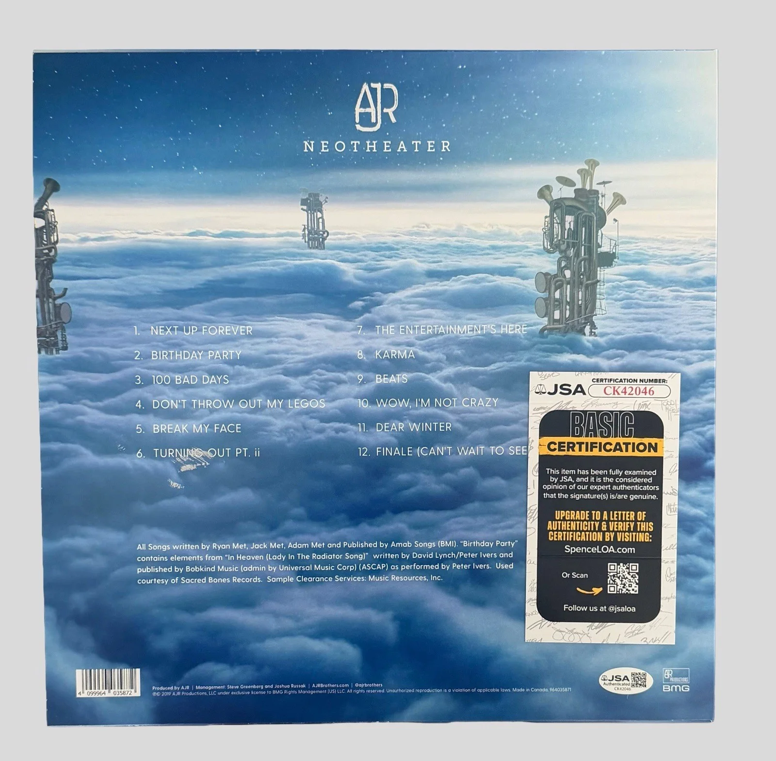 AJR BAND SIGNED NEOTHEATER VINYL RECORD BANG! JACK + RYAN MET w/JSA COA!, image 2