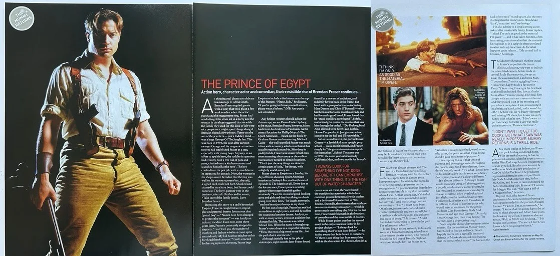 BRENDAN FRASER - 2001 Full page UK magazine poster THE MUMMY RETURNS, image 2