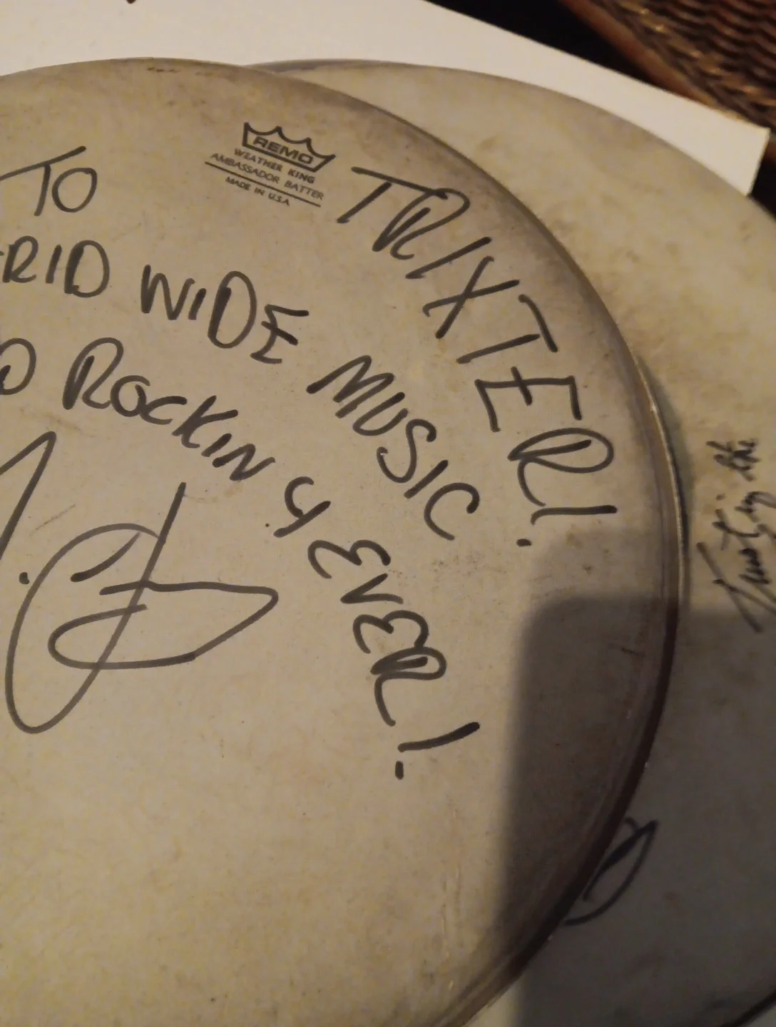 Trixter 1980s Hair Metal P.J. Farley Signed Autographed Drumhead, image 4
