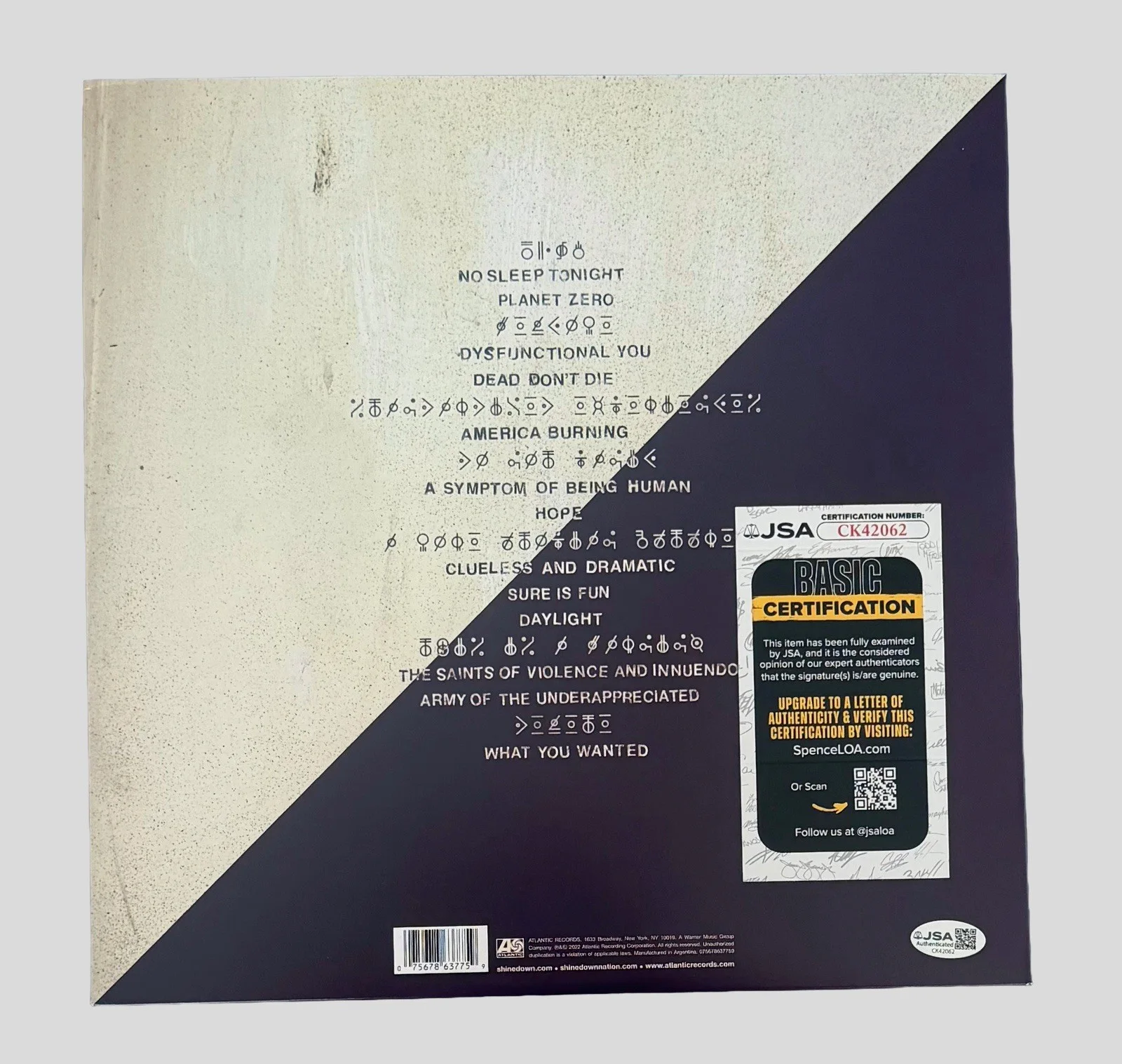 SHINEDOWN SIGNED PLANET ZERO VINYL RECORD BRENT SMITH + ZACH MYERS w/JSA COA!, image 2