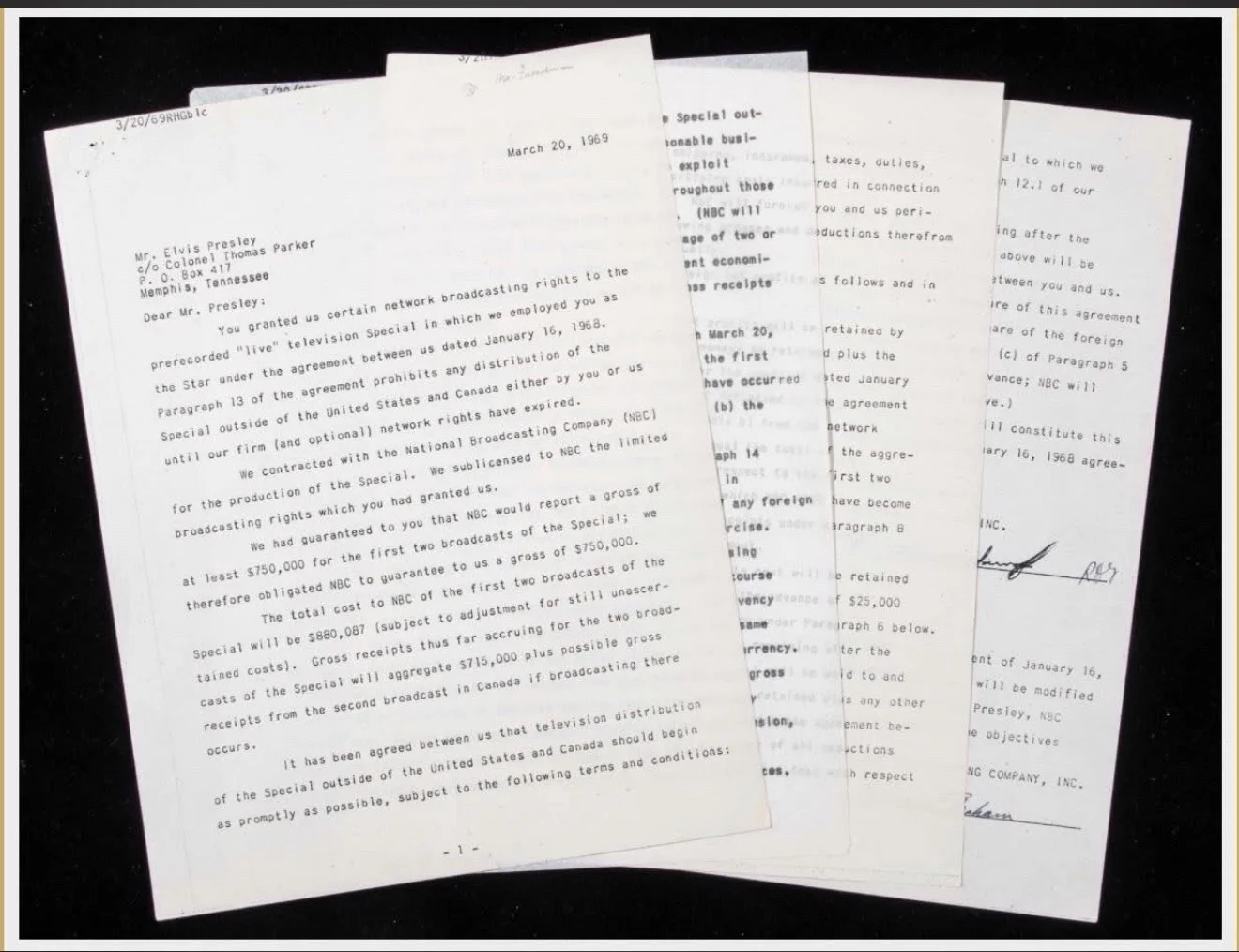 Elvis Presley Signed 1968 NBC Comeback Special Contract/Agreement PSA/DNA LOA, изображение 2