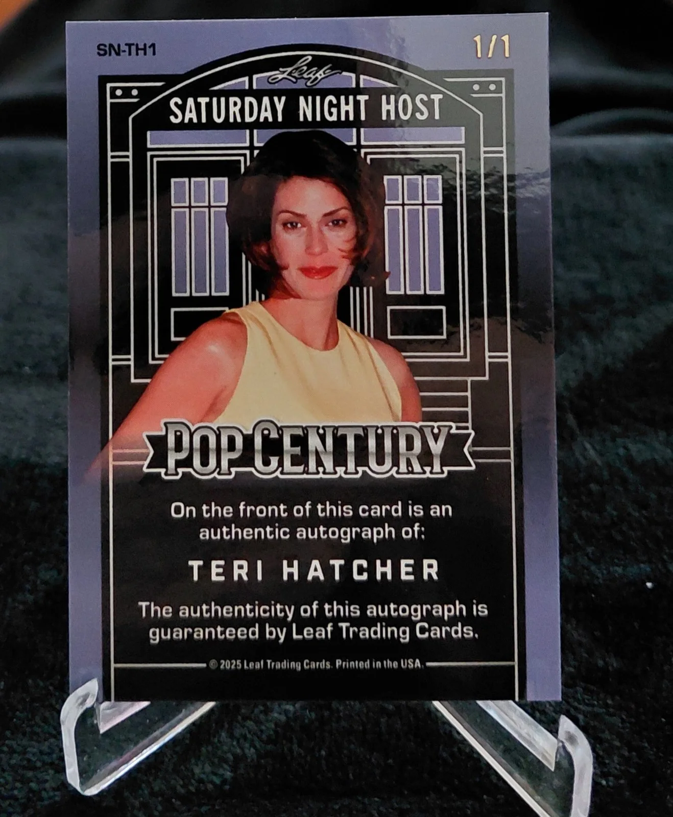 TERI HATCHER — 2025 POP CENTURY. TERI HATCHER. AUTOGRAPH. SNL. 4/20/1996. PINK SHIMMER. 1/1., изображение 2
