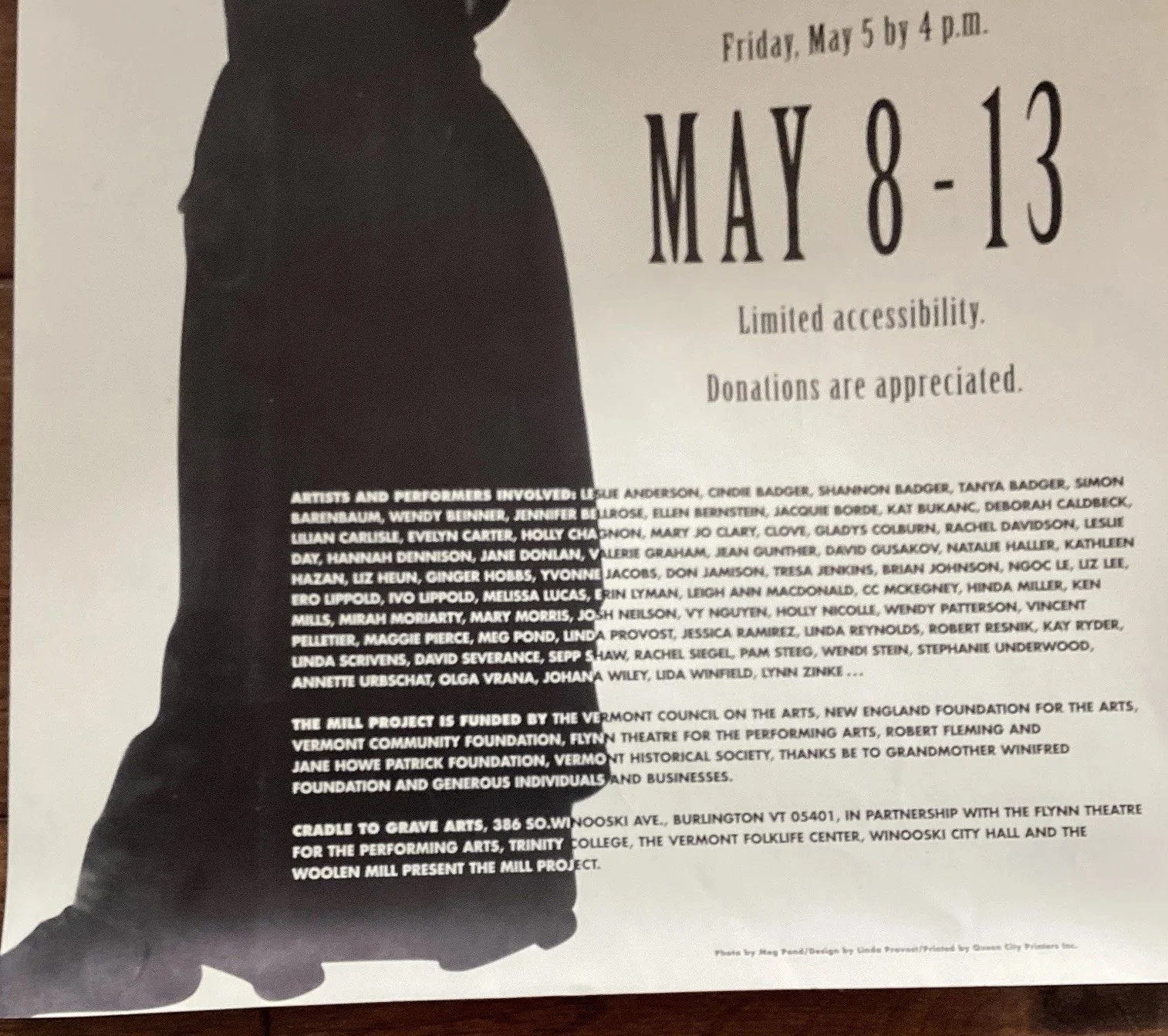Cast — Rare The Mill Project Poster Dance & Theatre Signed By Cast. Winooski Vermont, image 3