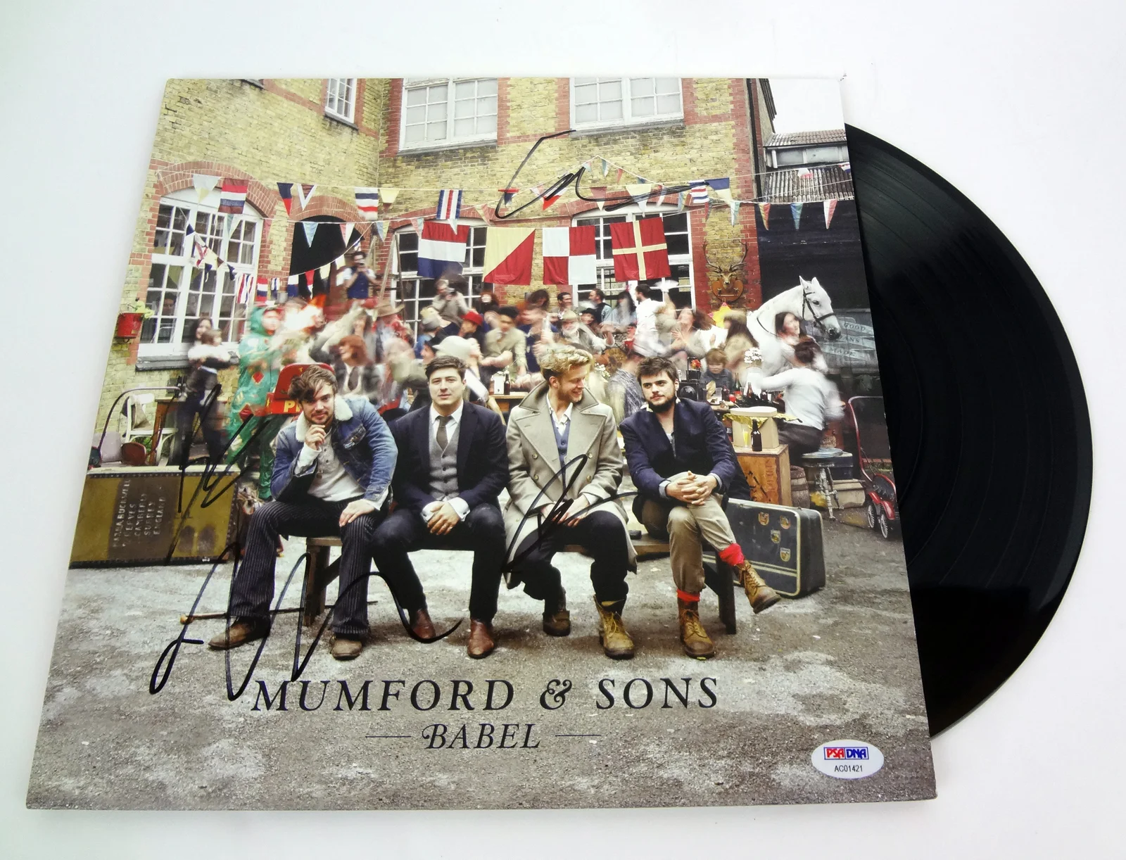 Mumford, Sons — Mumford And Sons Complete Band Signed Babel Vinyl Record Album PSA/DNA COA, image 2