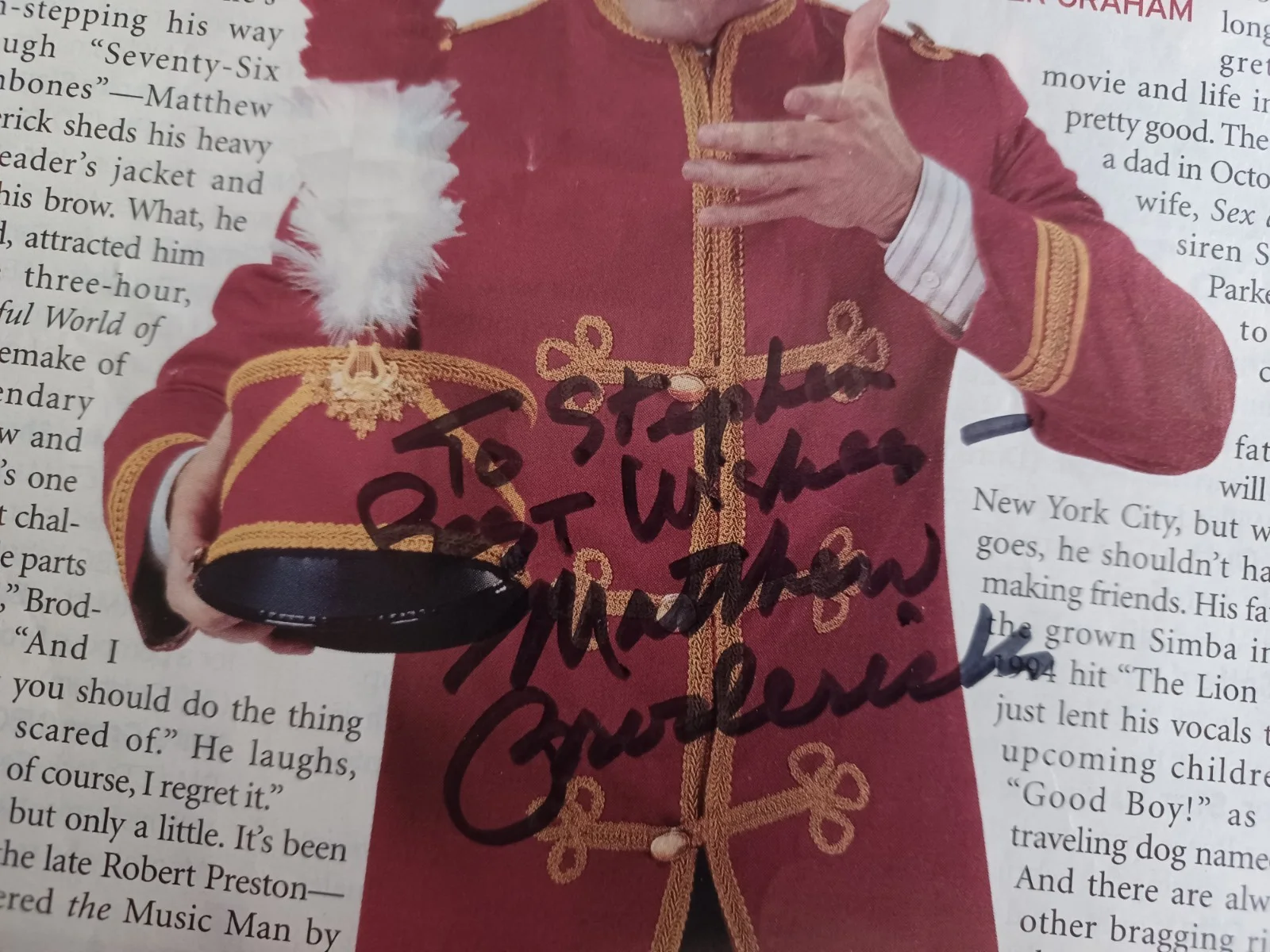 Matthew Broderick Signed Magazine Photo Page - Meredith Willson's The Music Man, image 2