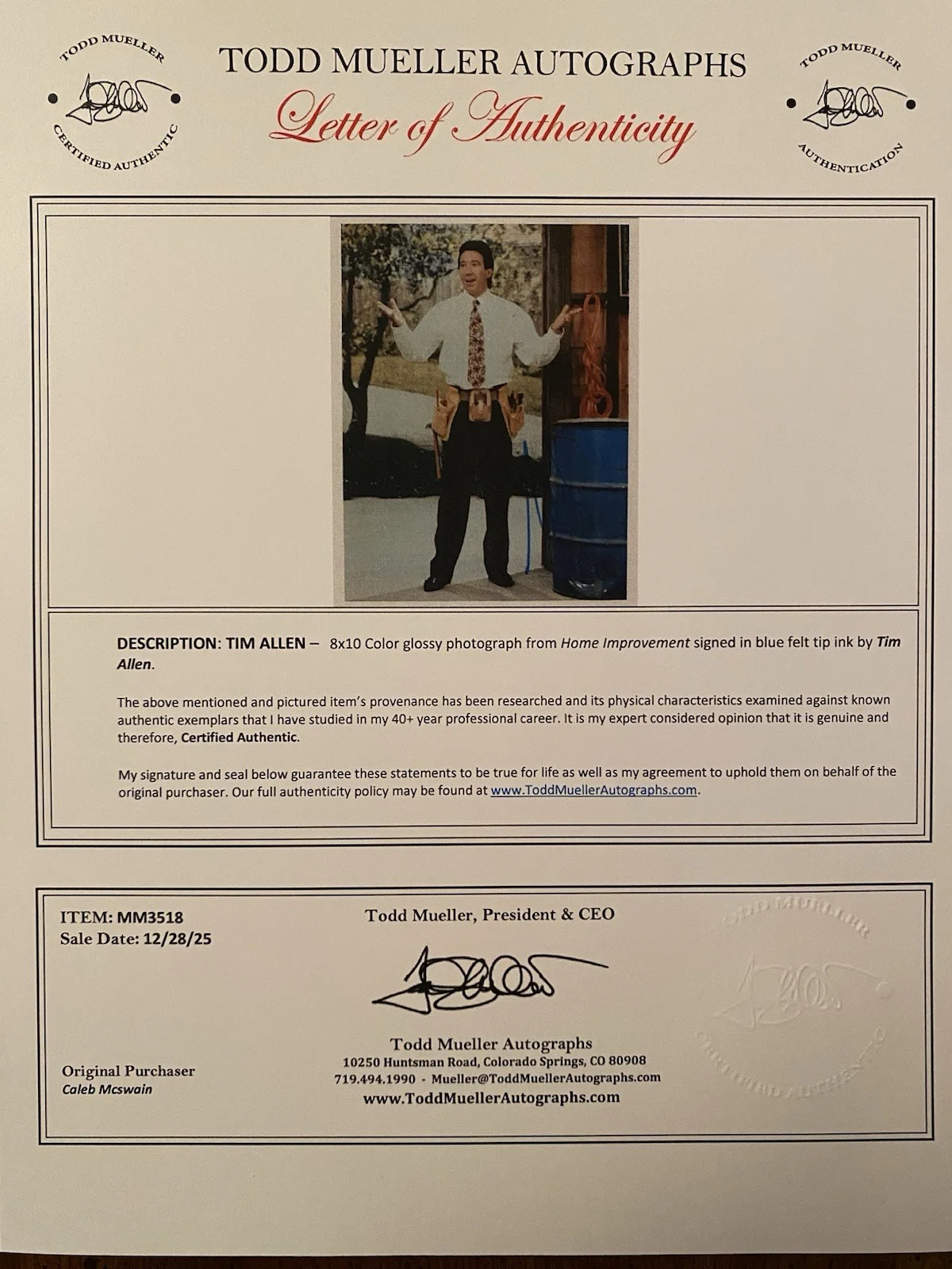 Tim Allen — Tim Allen Signed Autographed 8x10 Photo With COA Home Improvement, изображение 4