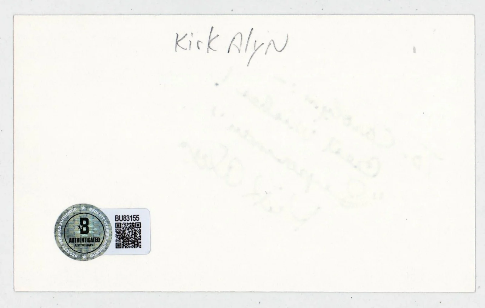 Kirk Alyn Superman Signed 3x5 Index Card Note Card Beckett BAS, image 2