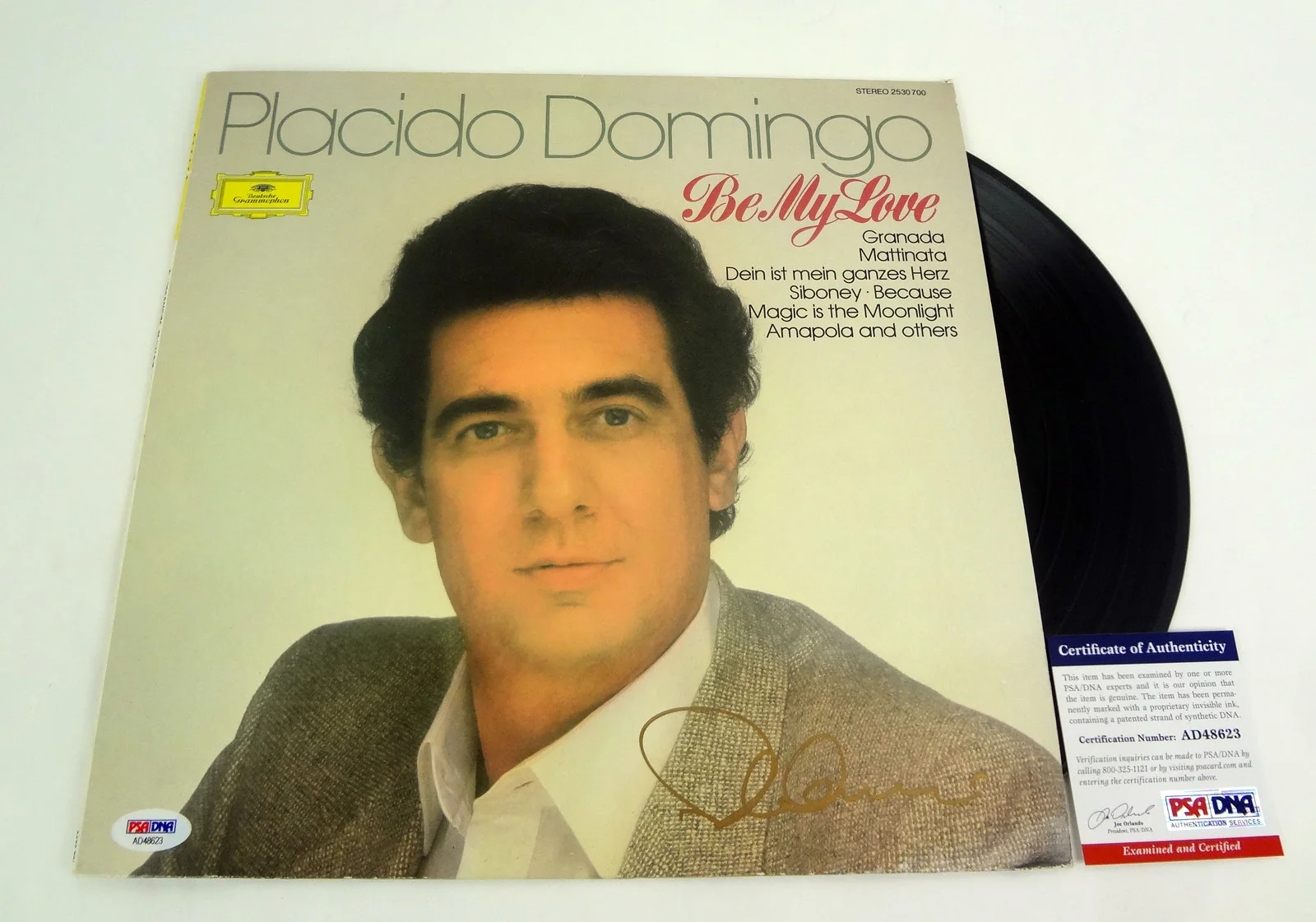 Placido Domingo — Placido Domingo Signed Autograph Be My Love Vinyl Record Album PSA/DNA COA
