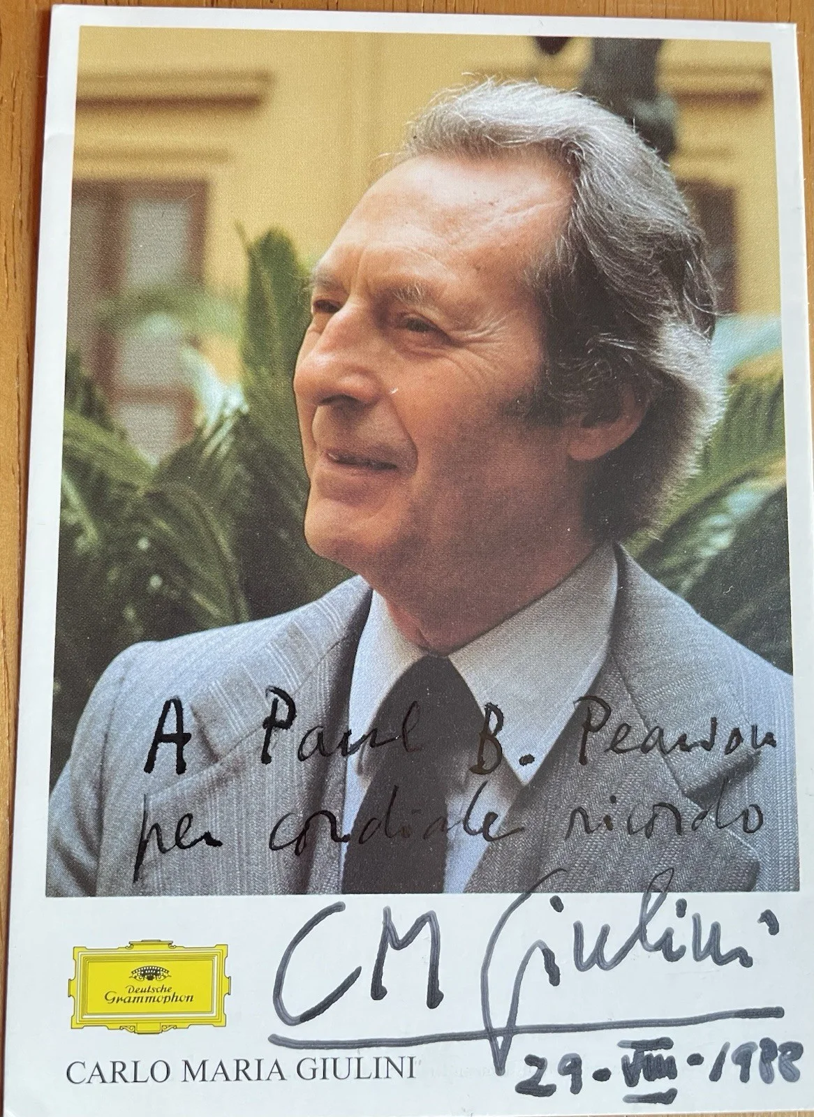 Italian Conductor Carlo Maria Giulini Autograph Photo, image 2