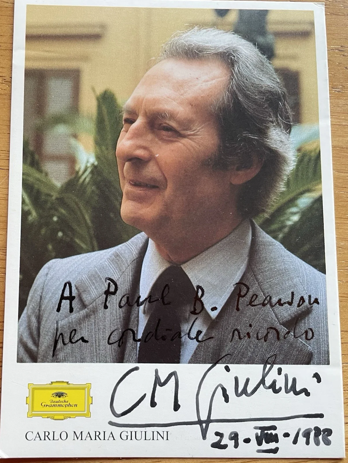 Italian Conductor Carlo Maria Giulini Autograph Photo, image 3