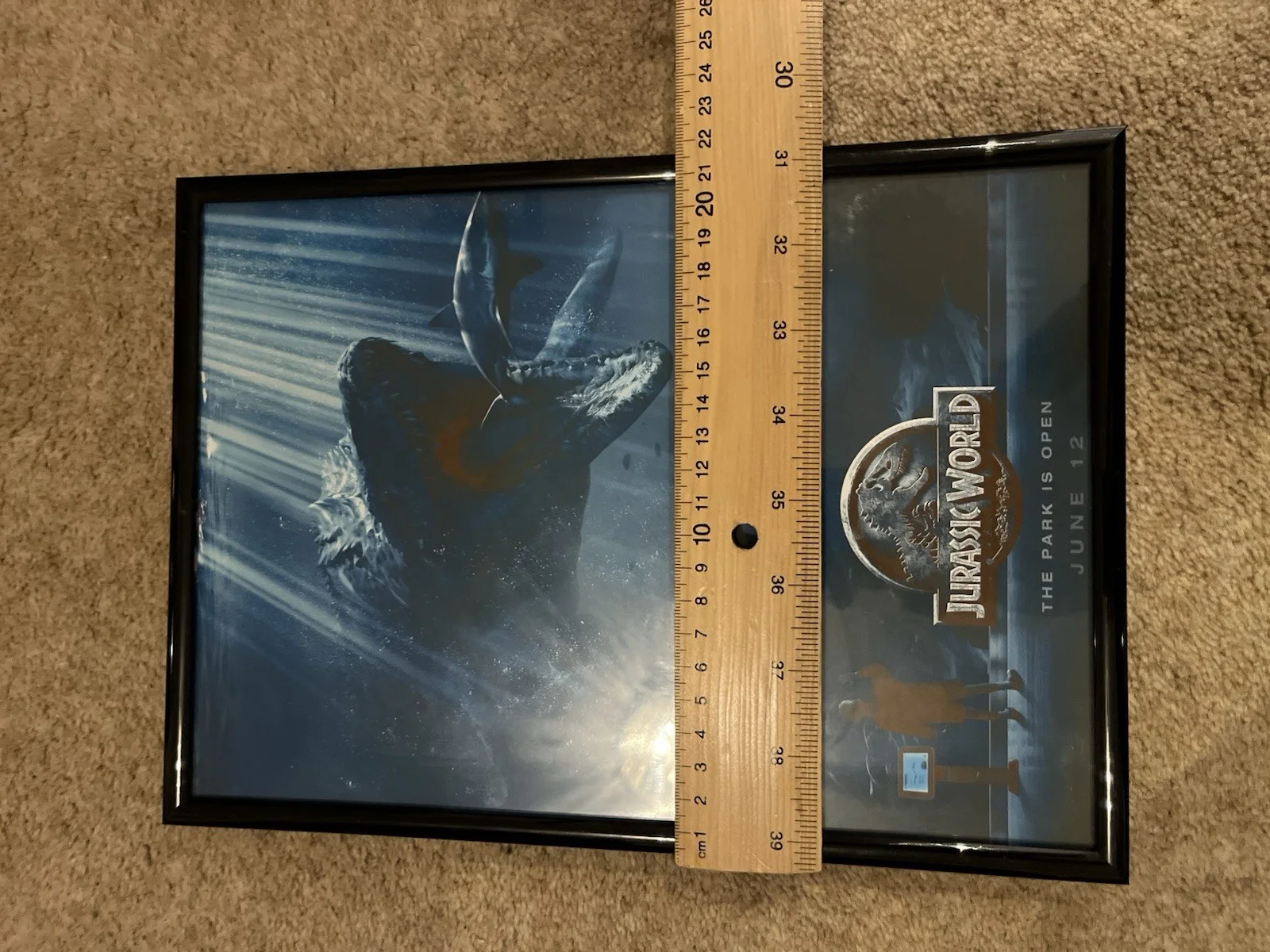Jurassic World 2015 Movie Poster A4 Framed Print “The Park Is Open” Excellent, image 5