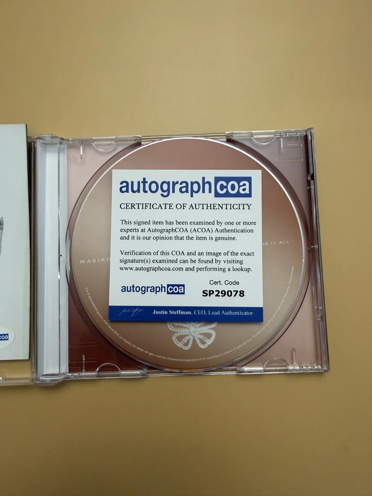 SIGNED Mariah Carey CD Book Here For It All ACOA SP29078, image 3