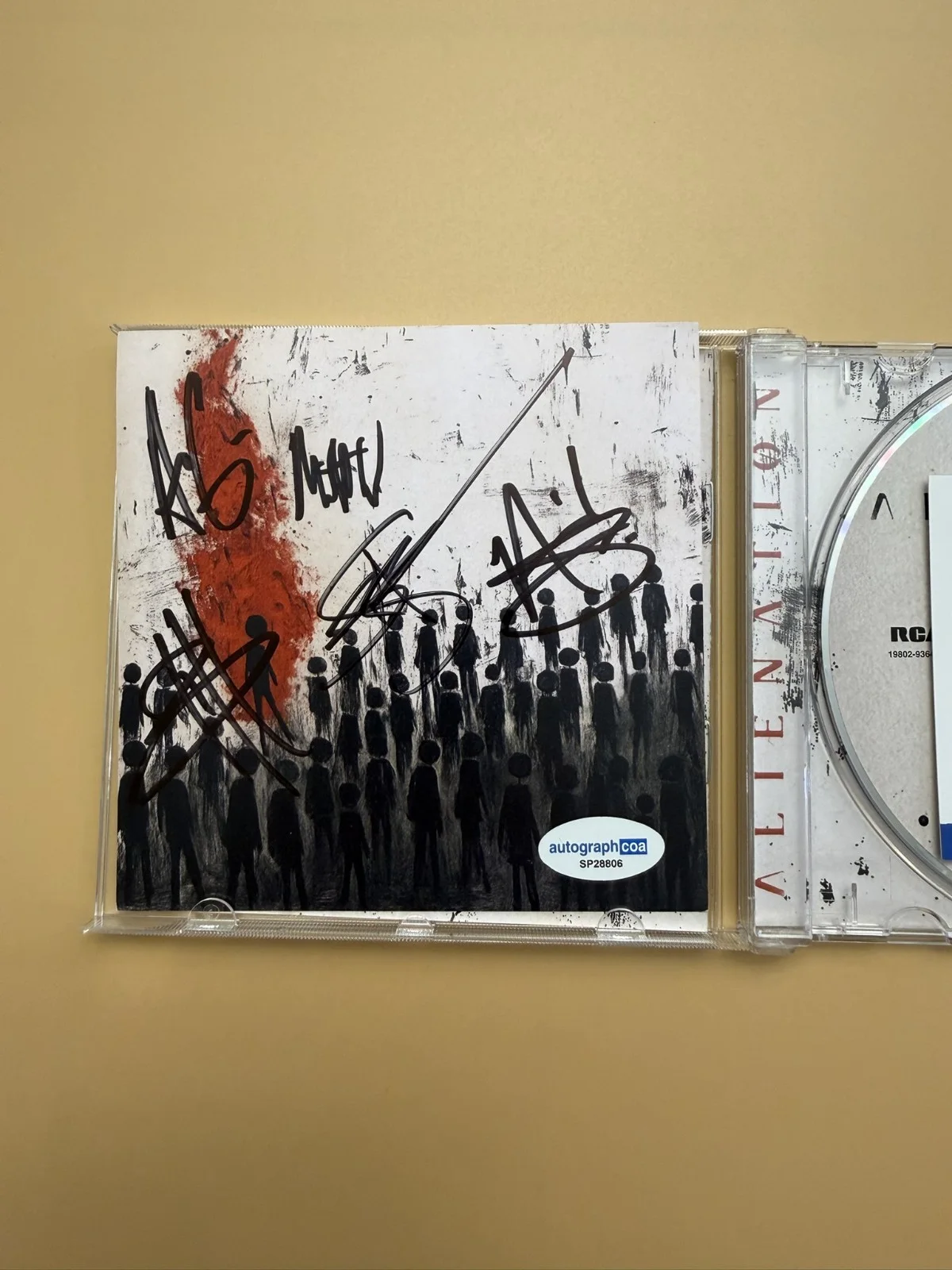 SIGNED Three Days Grace Alienation CD Autograph All Members ACOA SP28806, image 2