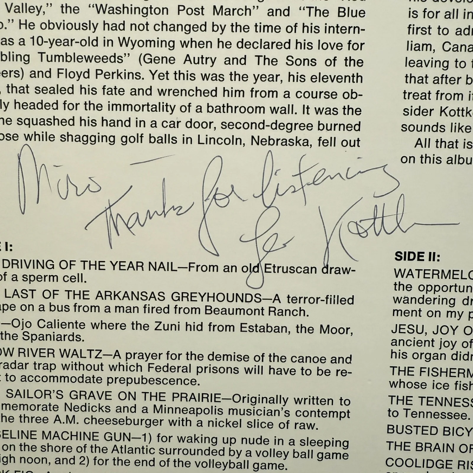 LEO KOTTKE "Greenhouse" AUTOGRAPHED ON COVER CapitolSN-16065 vinyl reissue NM/NM, изображение 3