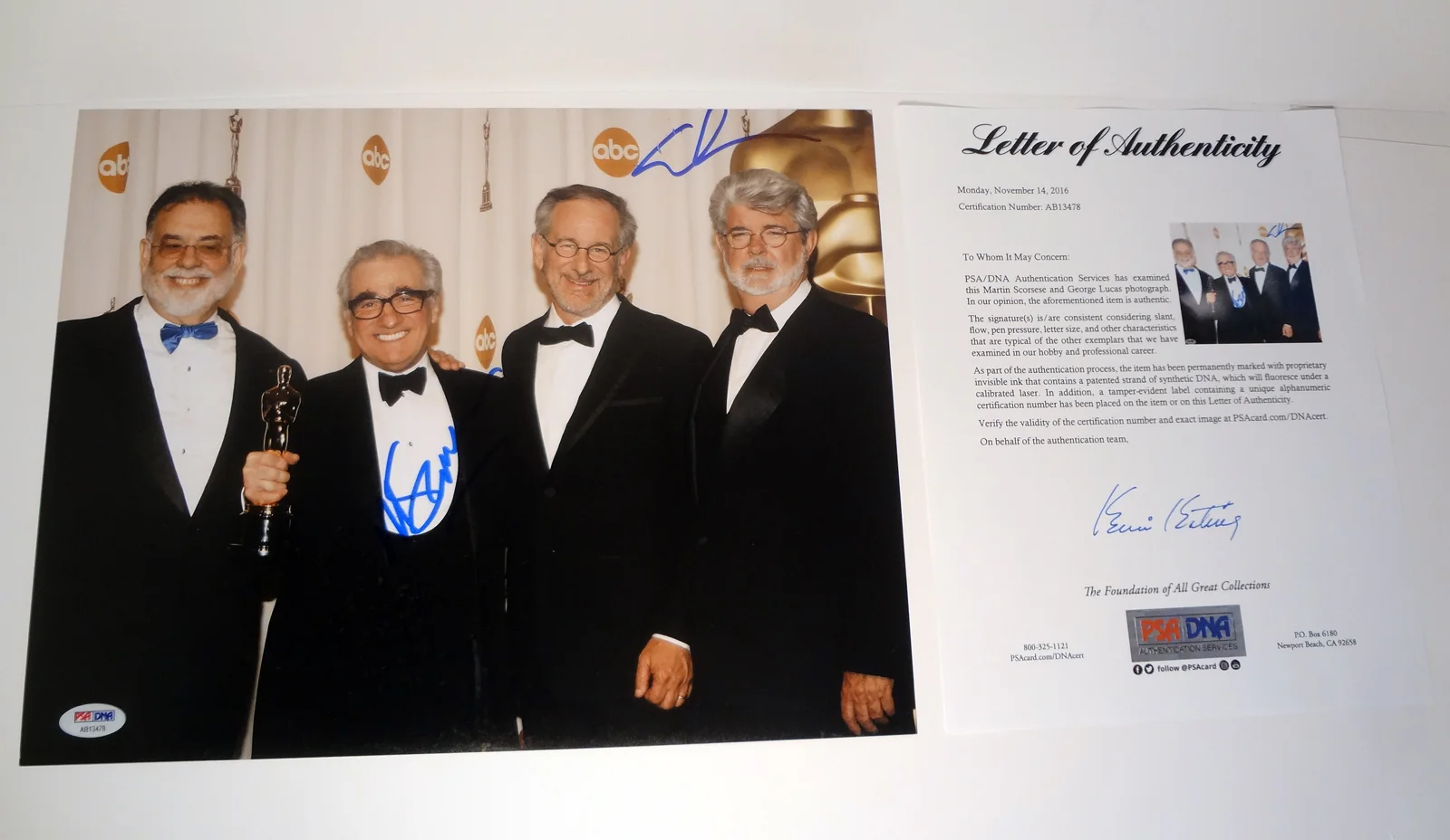 George Lucas And Martin Scorsese — George Lucas & Martin Scorsese Dual Signed Autograph 11x14 Photo PSA/DNA COA
