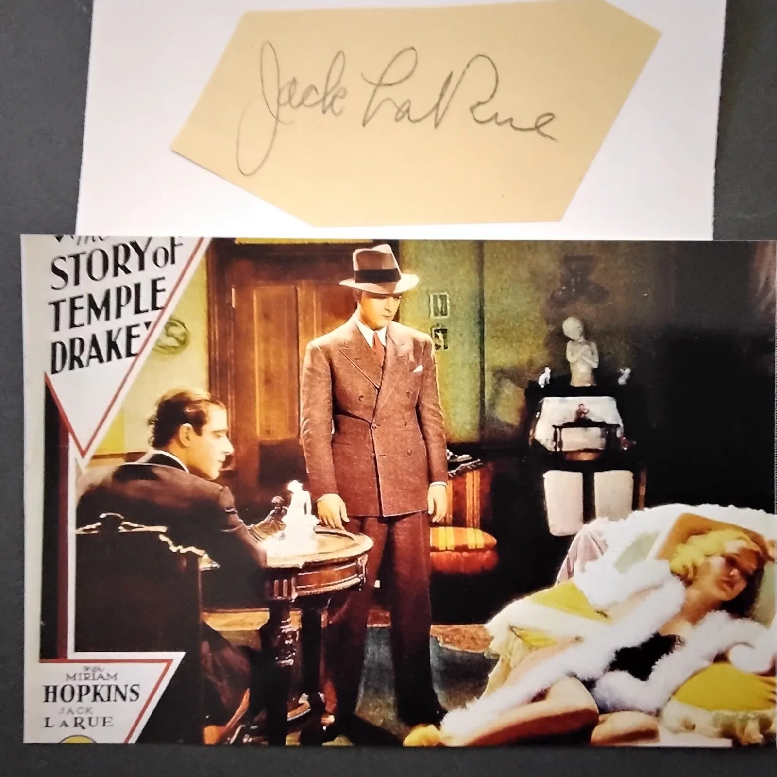 Jack La Rue SIGNED Paper Photo 30s Movie TV Actor Temple Drake Farewell to Arms, изображение 2