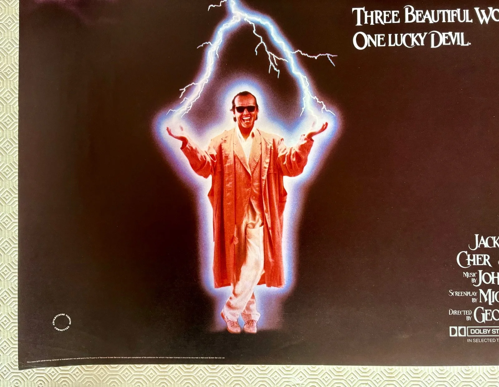 The Witches of Eastwick Original 1987 Quad Poster Jack Nicholson Cher, изображение 2