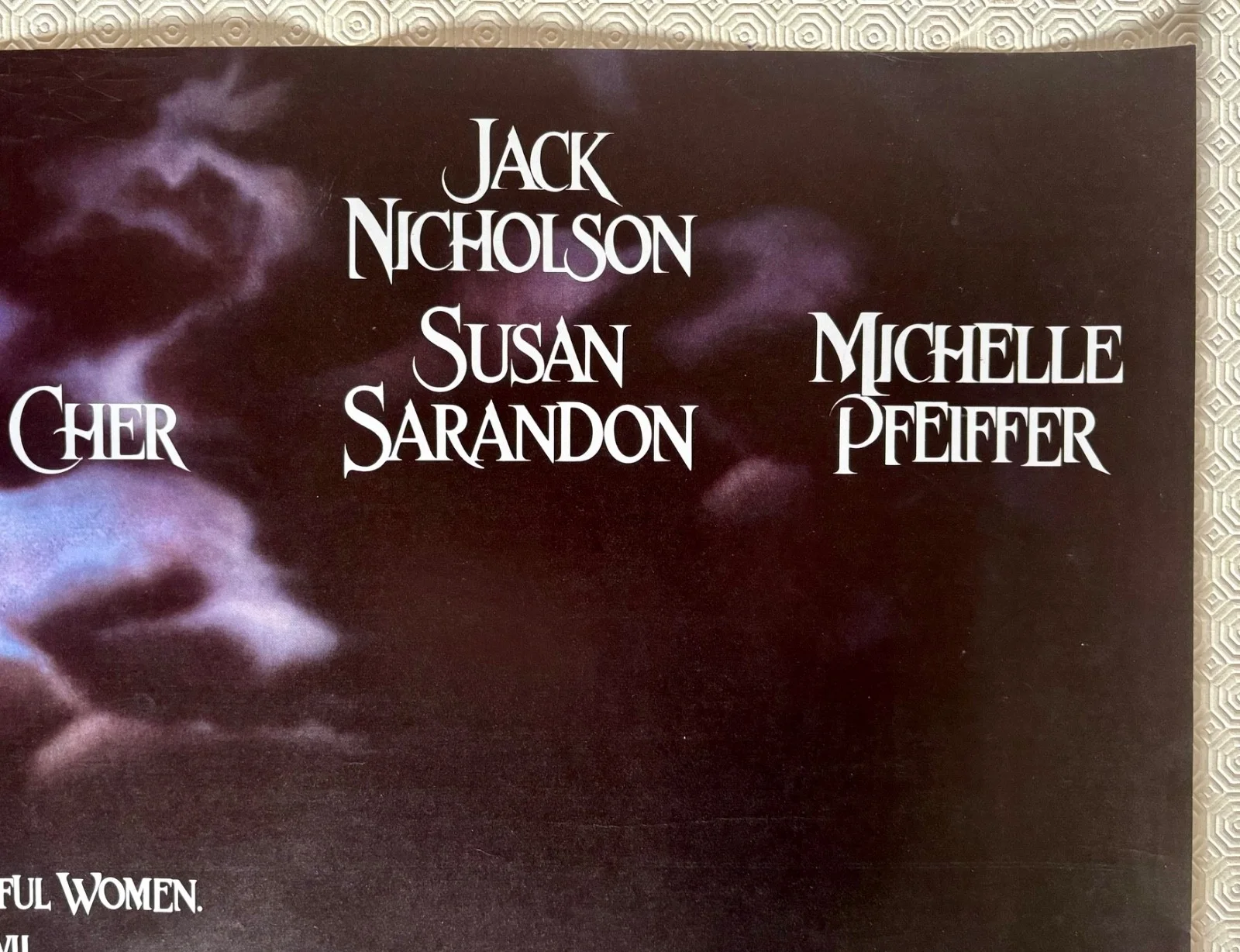 The Witches of Eastwick Original 1987 Quad Poster Jack Nicholson Cher, изображение 4